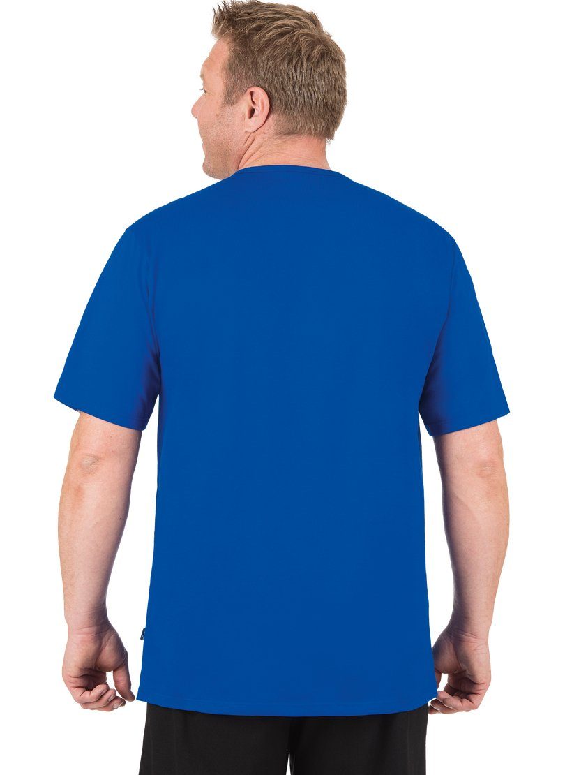 Baumwolle TRIGEMA T-Shirt royal mit DELUXE Trigema Knopfleiste T-Shirt