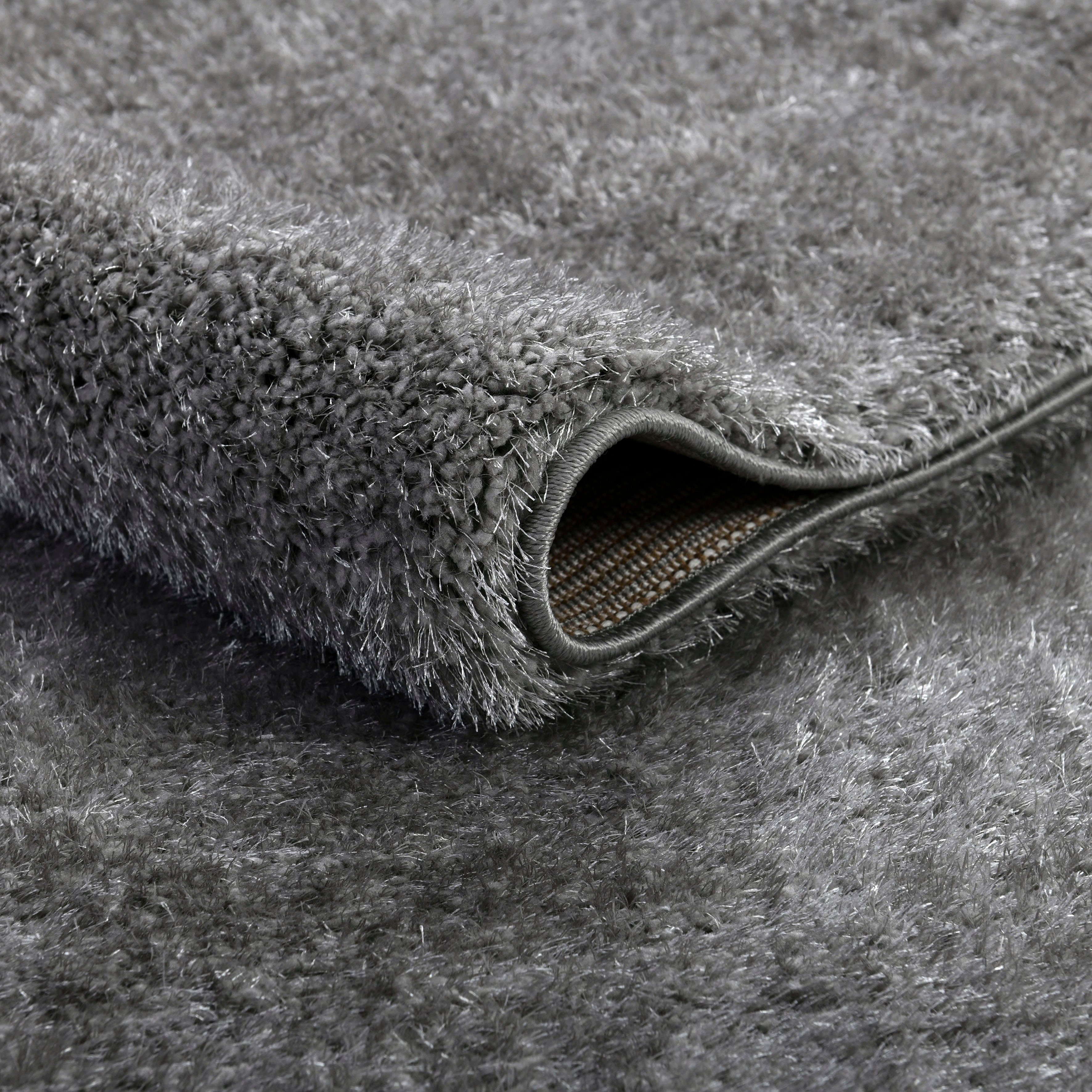 Hochflor-Teppich Malin, glänzend, 43 besonders grau Home in einfarbig, mm, affaire, Höhe: weich leicht Uni-Farben, Shaggy rechteckig