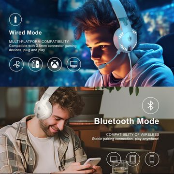 YOTMS Klare Kommunikation im Spiel und während Anrufen Gaming-Headset (mit erstklassiger Audioqualität und vielseitiger Kompatibilität: Genieße drahtloses, kristallklaren Stereo-Sound, mit abnehmbarem Mikrofon mit Geräuschunterdrückung mit Stereo-Sound)