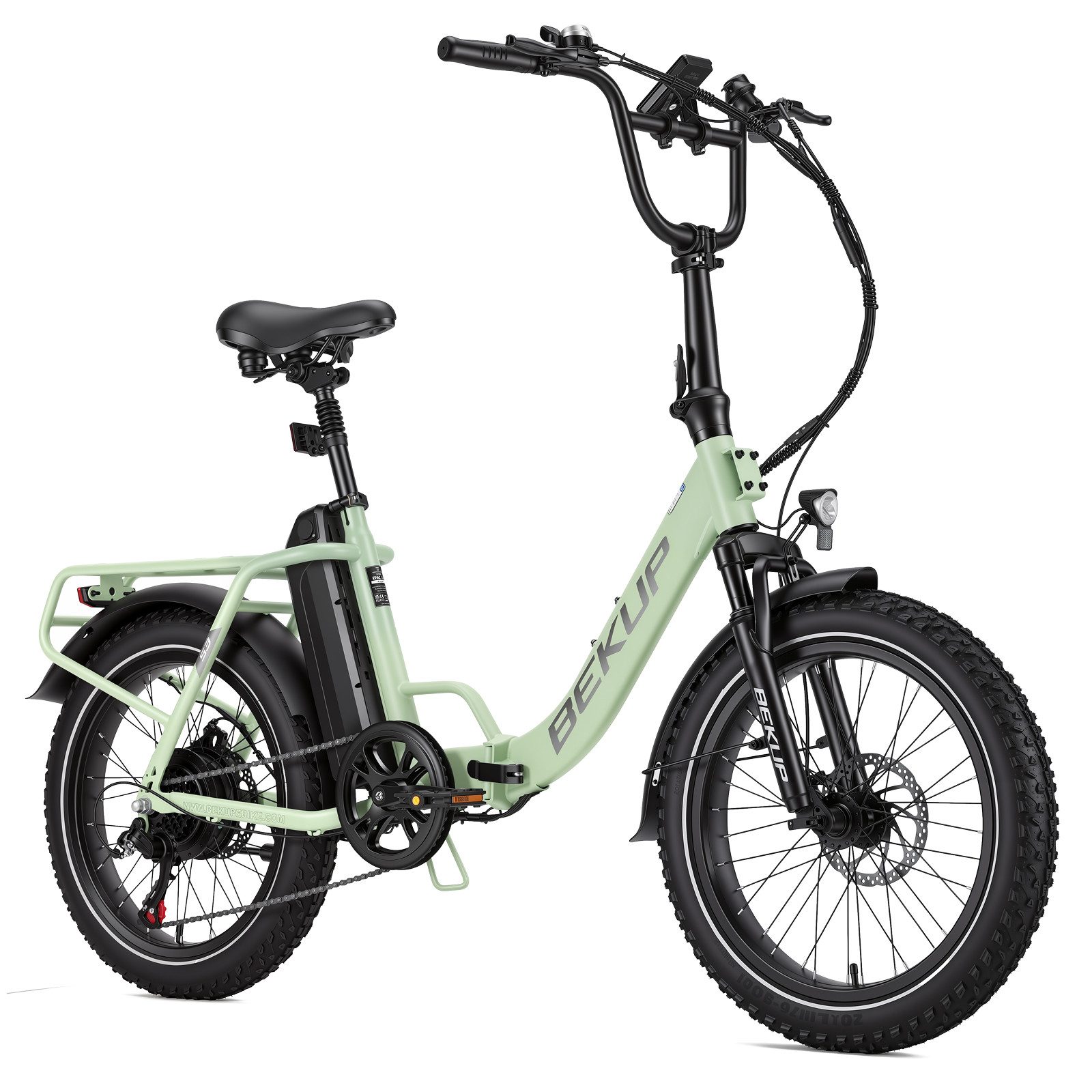 BEKUP E-Bike Klapprad S3 20 Zoll Fully Klapprad E‑Faltrad für Damen Herren, 720Wh, 60Nm, 7 Gang Shimano, Kettenschaltung, Heckmotor, 720 Wh, Elektrofahrrad Tief – Bild 2 von 5