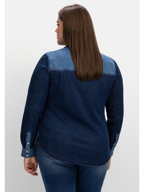 Sheego Jeansbluse Große Größen im Colourblocking, leicht tailliert