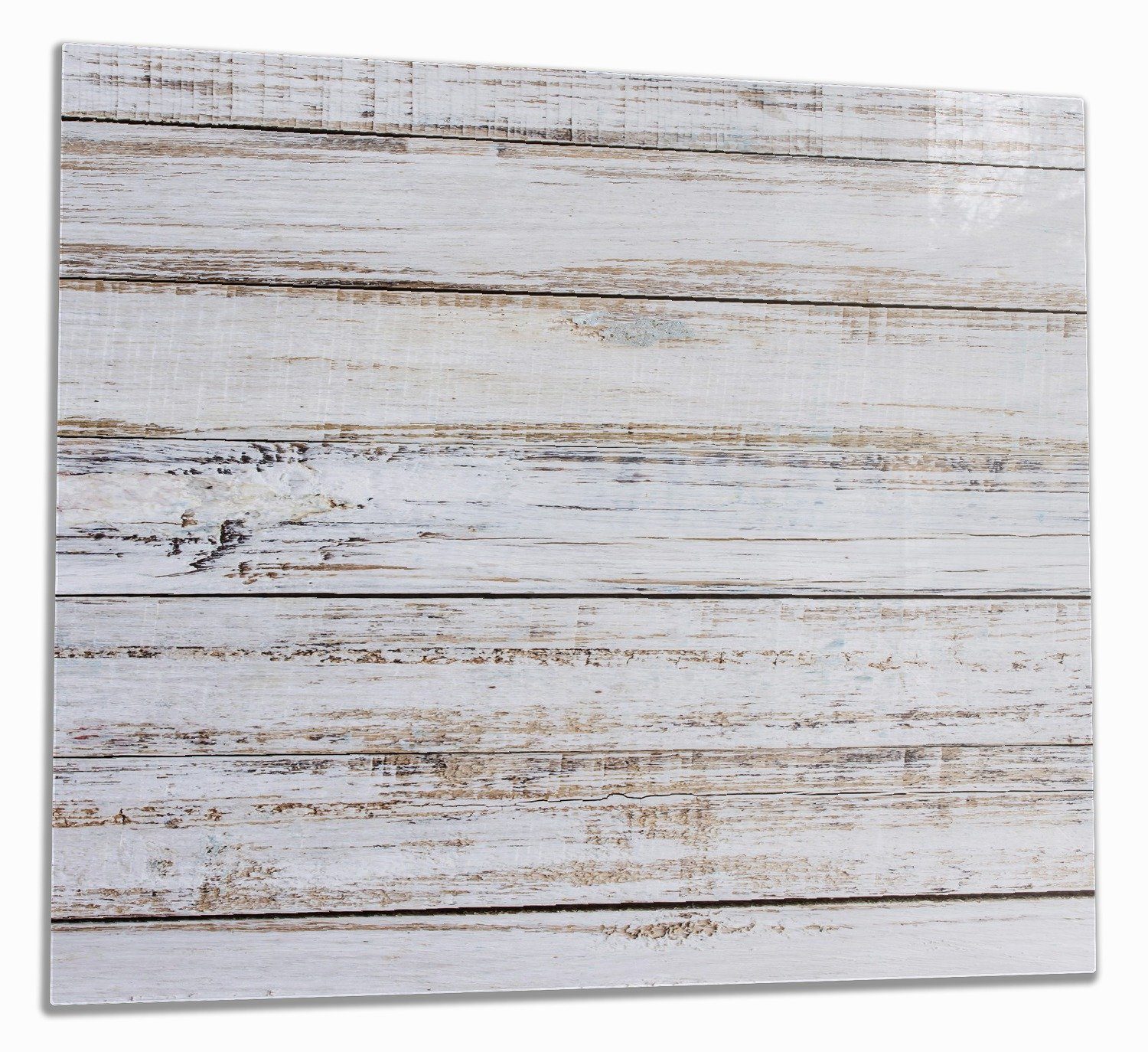 Wallario Herd-Abdeckplatte Helle Holzstruktur - Muster - Alter Dielenfußboden, ESG-Sicherheitsglas, (Glasplatte, 1 tlg., inkl. 5mm Noppen), verschiedene Größen