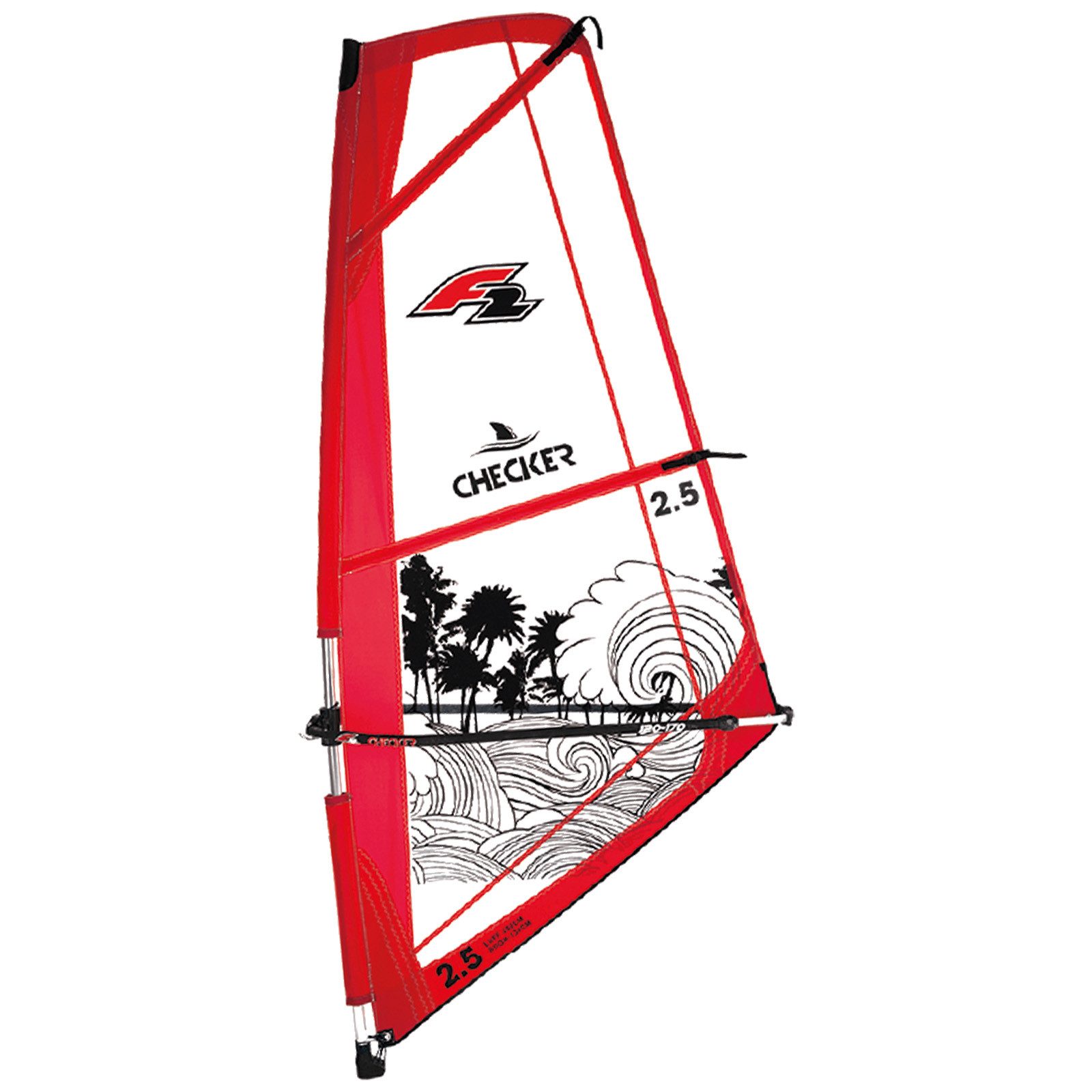 Surfsegel F2 Windsurf Segel Checker Kid Komplett Rigg 3 qm Rot 2024/25
