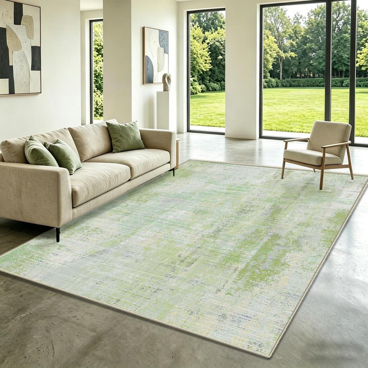 LuxusKollektion Teppich Teppich Grün Abstrakt 160x230cm, rechteckig, Höhe: 10 mm