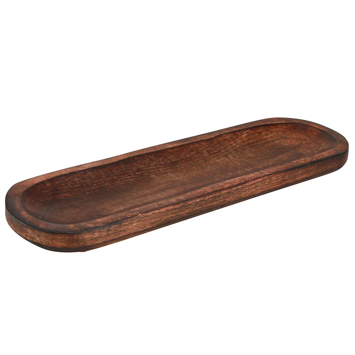 Florists Products Dekokorb Holztablett oval dunkelbraun lasiert Deko Serviertablett