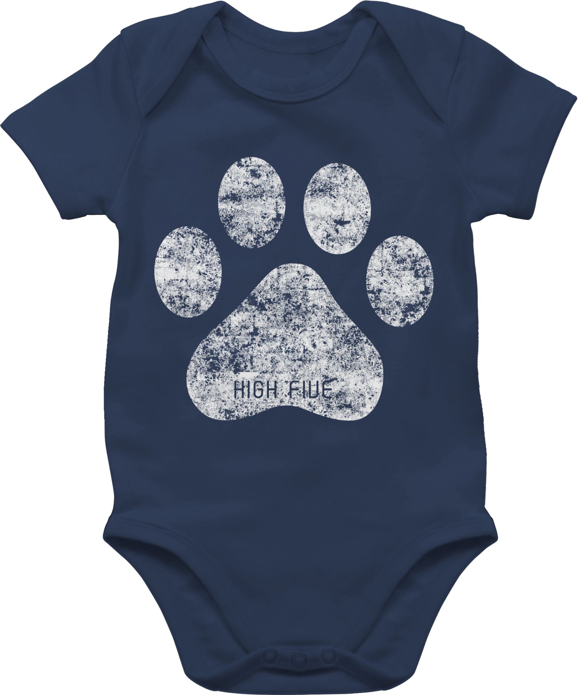 Shirtracer Shirtbody High Five Hunde Pfote Tiermotiv Animal Print Baby 2 Navy Blau