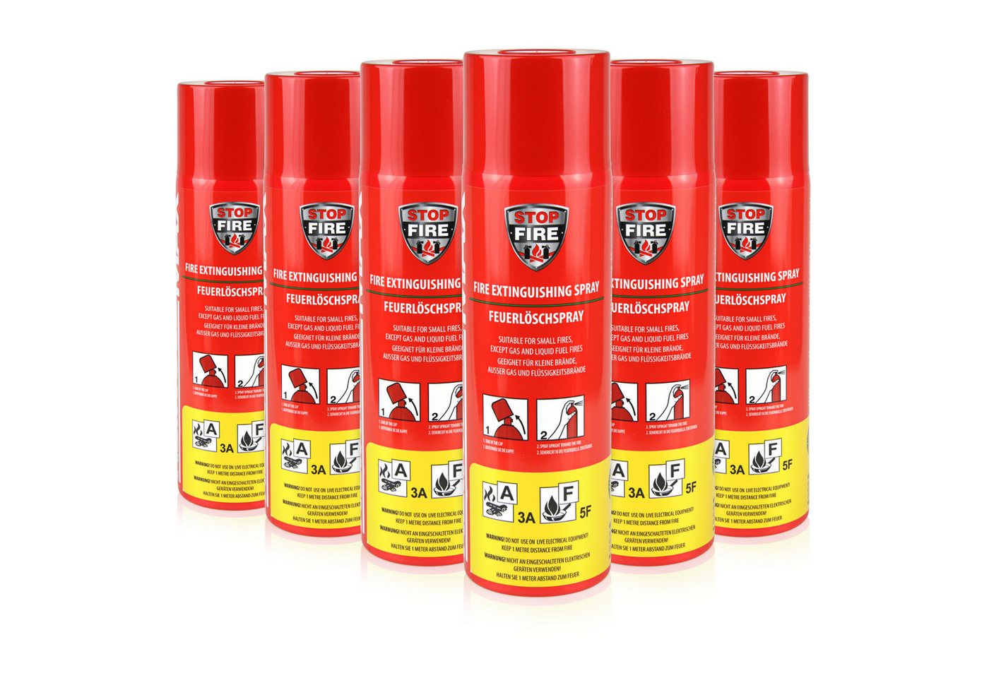 Höfer Chemie GmbH Feuerlöschspray 6x 500ml Feuerlöschspray für den Haushalt, (6-St) Schneller Brandschutz für Haushalt und Garten