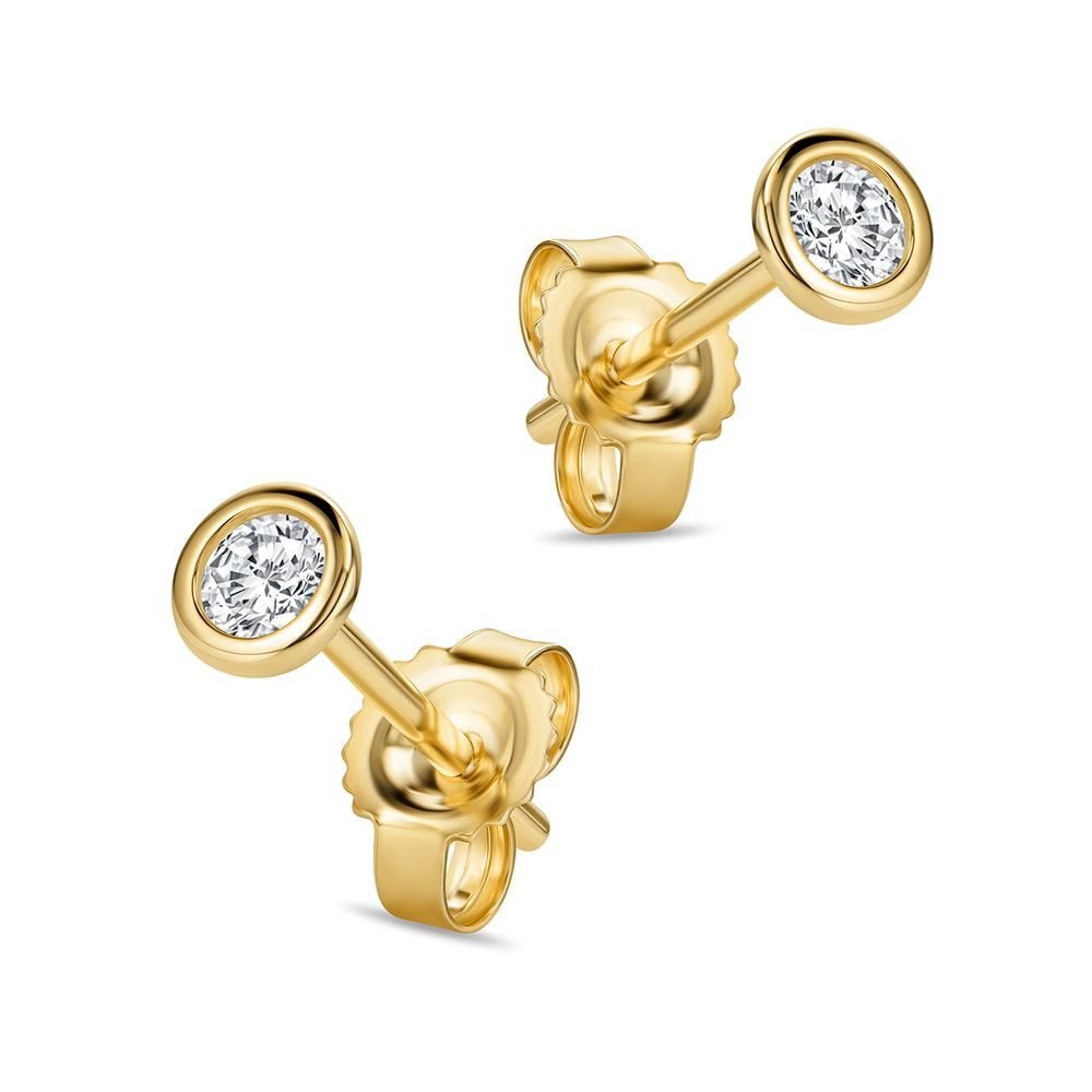 Miore Paar Ohrstecker Damen 9K (375) Gelbgold mit Diamanten 0,10 ct, 0,15 ct oder 0,25 ct, in 3 x 3mm, 4 x 4 mm oder 4,5 x 4,5 mm