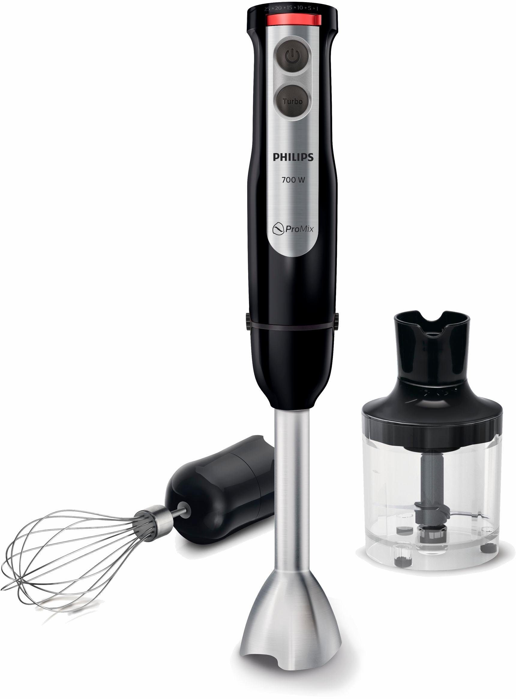 Philips Stabmixer HR2632/90 Viva Collection, 700 W, inkl. kompaktem Zerkleinerer und Schneebesen