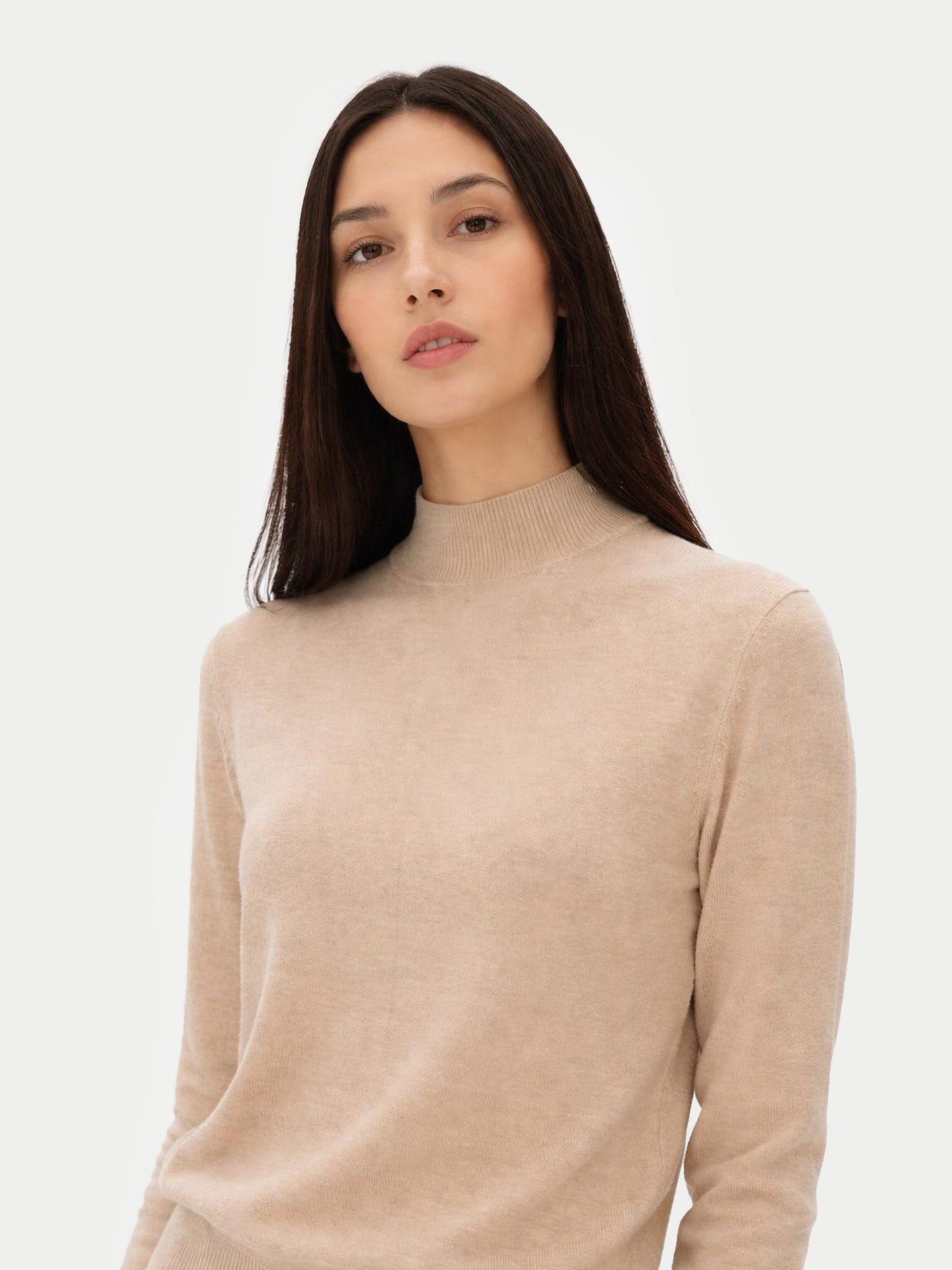 GOBI Cashmere Stehkragenpullover Naturfarbe Basic Stehkragenpullover aus Kaschmir