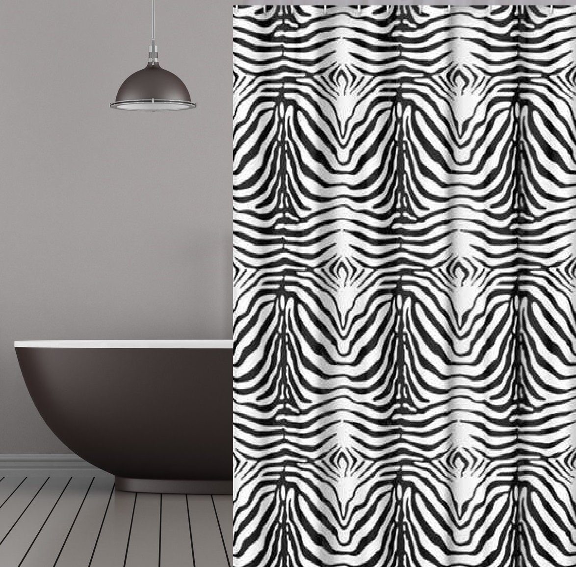 KS Handel 24 Duschvorhang Textil Duschvorhang 180x180 cm Zebra schwarz  weiss Breite 180 cm