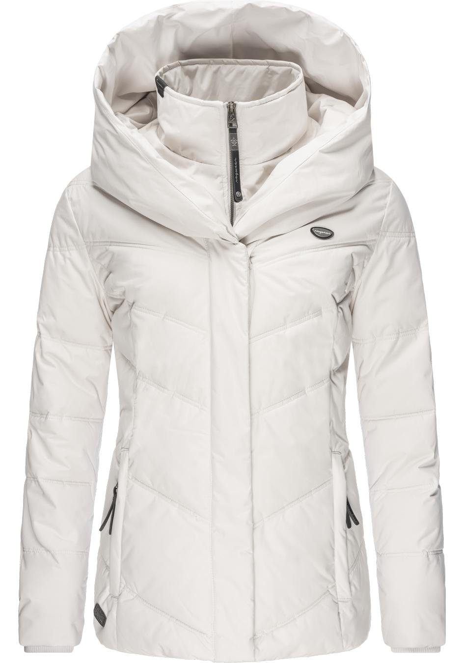 Ragwear Anorak Natesa Intl. stylische Winterjacke mit V-Steppung und Kapuze hellgrau