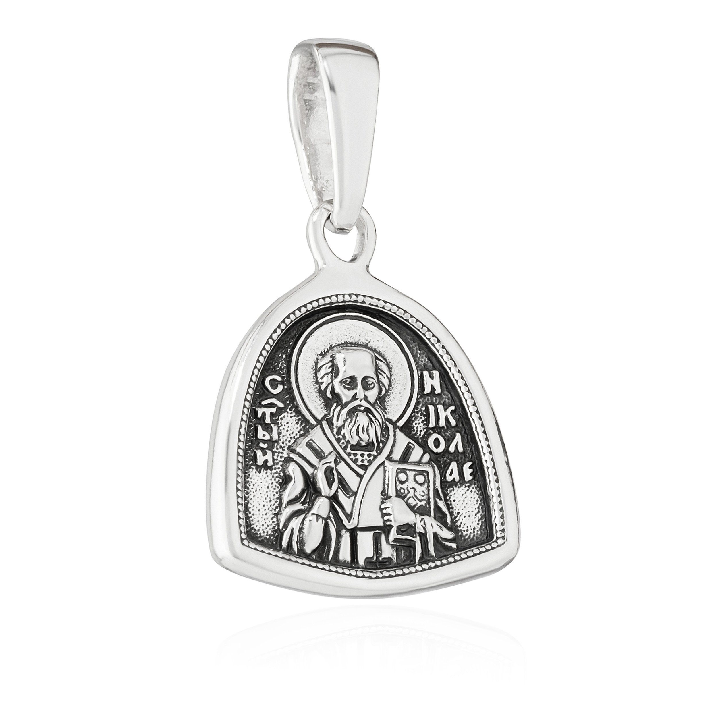 Kreuzanhänger Exquisiter Ikone Anhänger 925 Silber Heiliger Nikolaus Wundertäter 14m