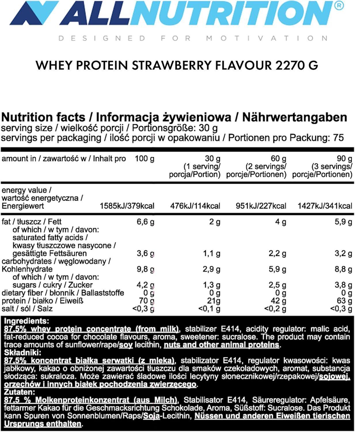 ALL NUTRITION ALLNUTRITION Whey Protein WPC 2,27Kg Pulver, 2270 g, Hoher Anteil an BCAA-Aminosäuren