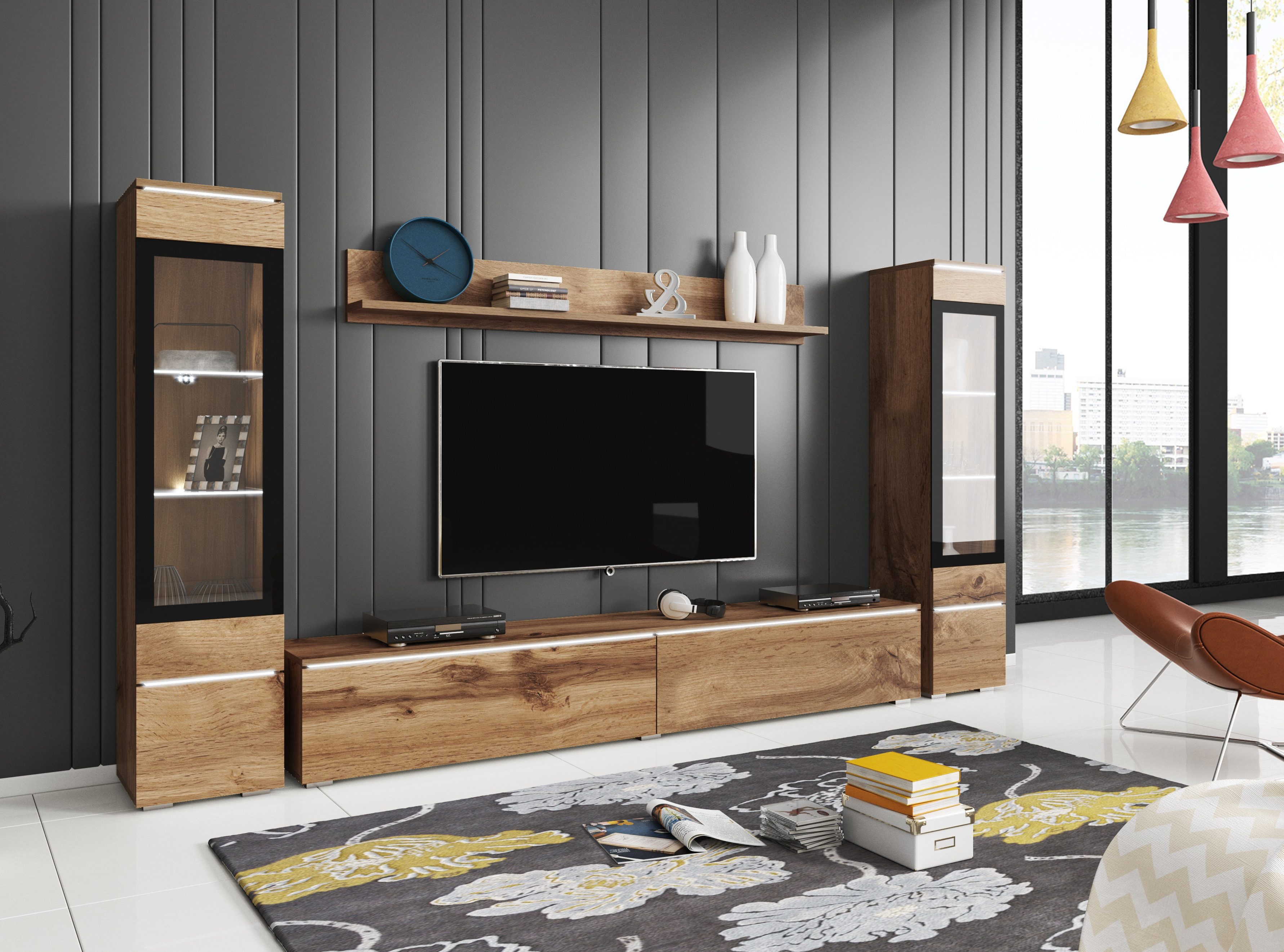 INOSIGN Wohnwand VERA II, Vitrinen Türanschlag wechselbar, (Komplett-Set, 4 günstig online kaufen