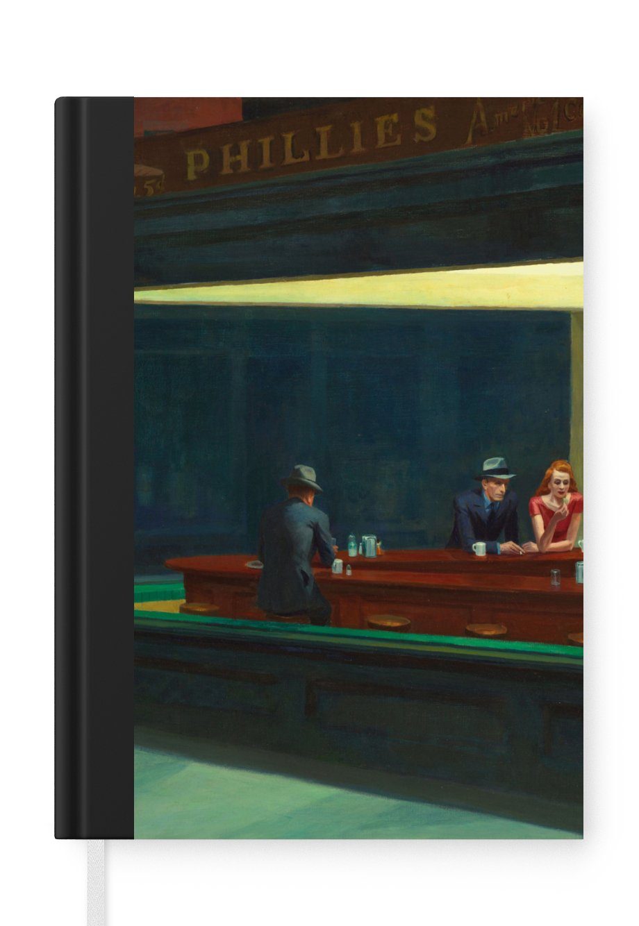 MuchoWow Notizbuch Nighthawks - Edward Hopper, Journal, Merkzettel, Tagebuch, Notizheft, A5, 98 Seiten, Haushaltsbuch