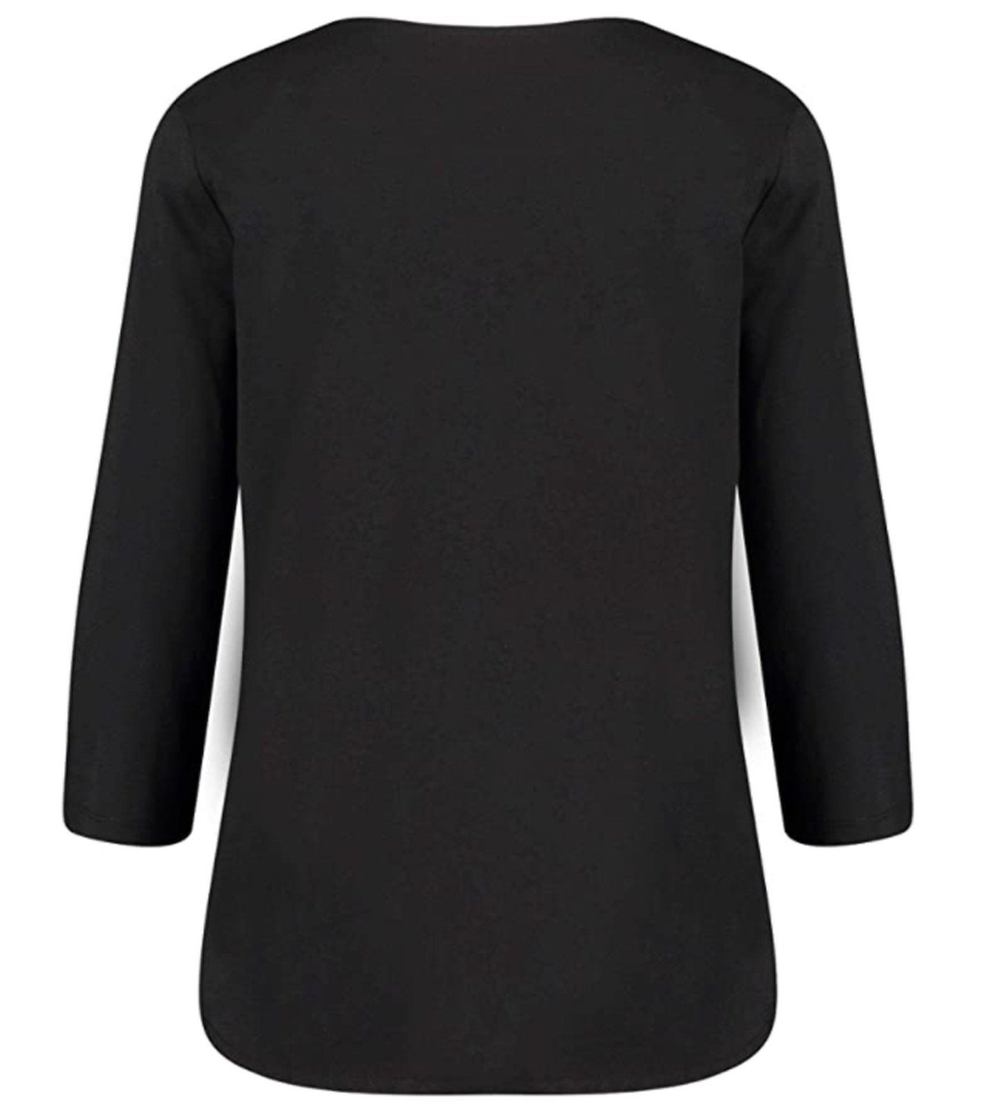 Damen Shirts Kate Storm Shirtbluse katestorm Blusen-Shirt grafisches Damen Frühlings-Shirt mit 3/4-Ärmeln Freizeit-Shirt Schwarz