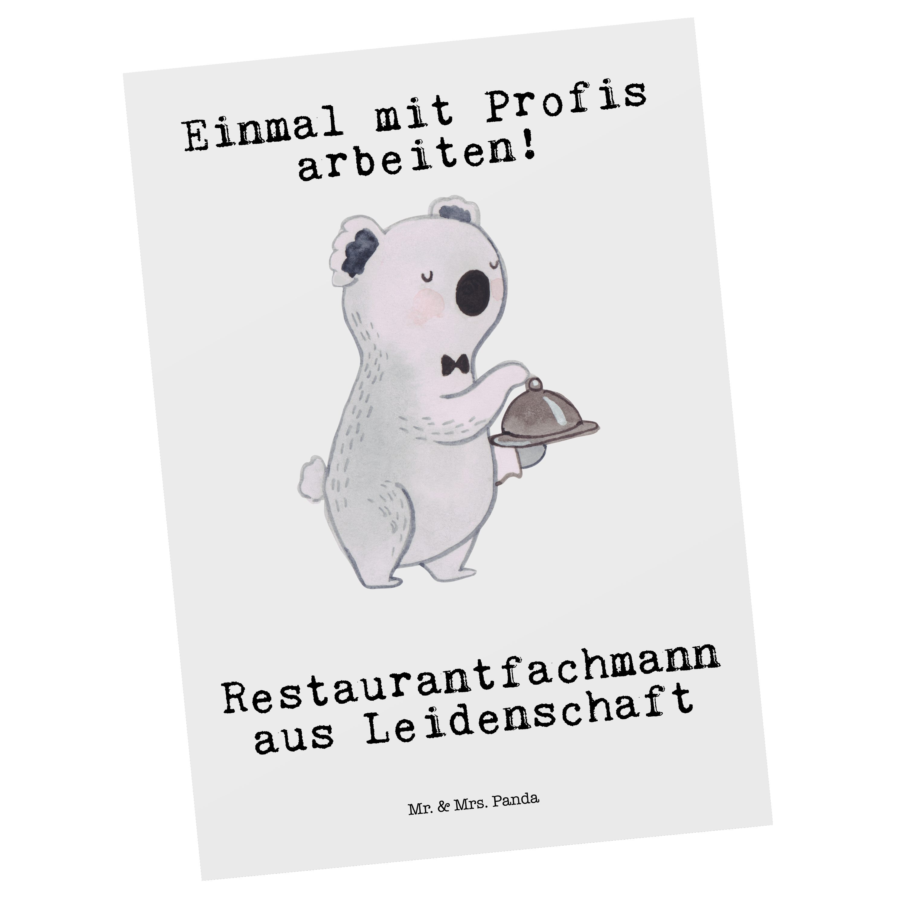 Mr. & Mrs. Panda Postkarte Restaurantfachmann aus Leidenschaft - Weiß - Geschenk, Abschied, Koll