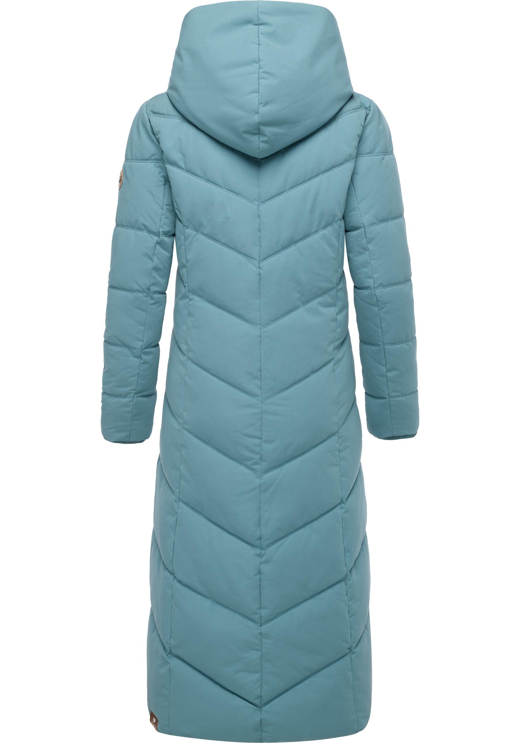 Ragwear Steppmantel Natalka Extralong Gesteppter Damen Mantel mit Kapuze