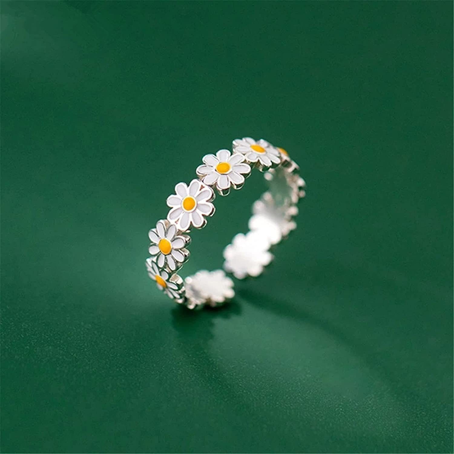 weiße frische Blume POCHUMIDUU Kleiner Kleine Gänseblümchenring Fingerring