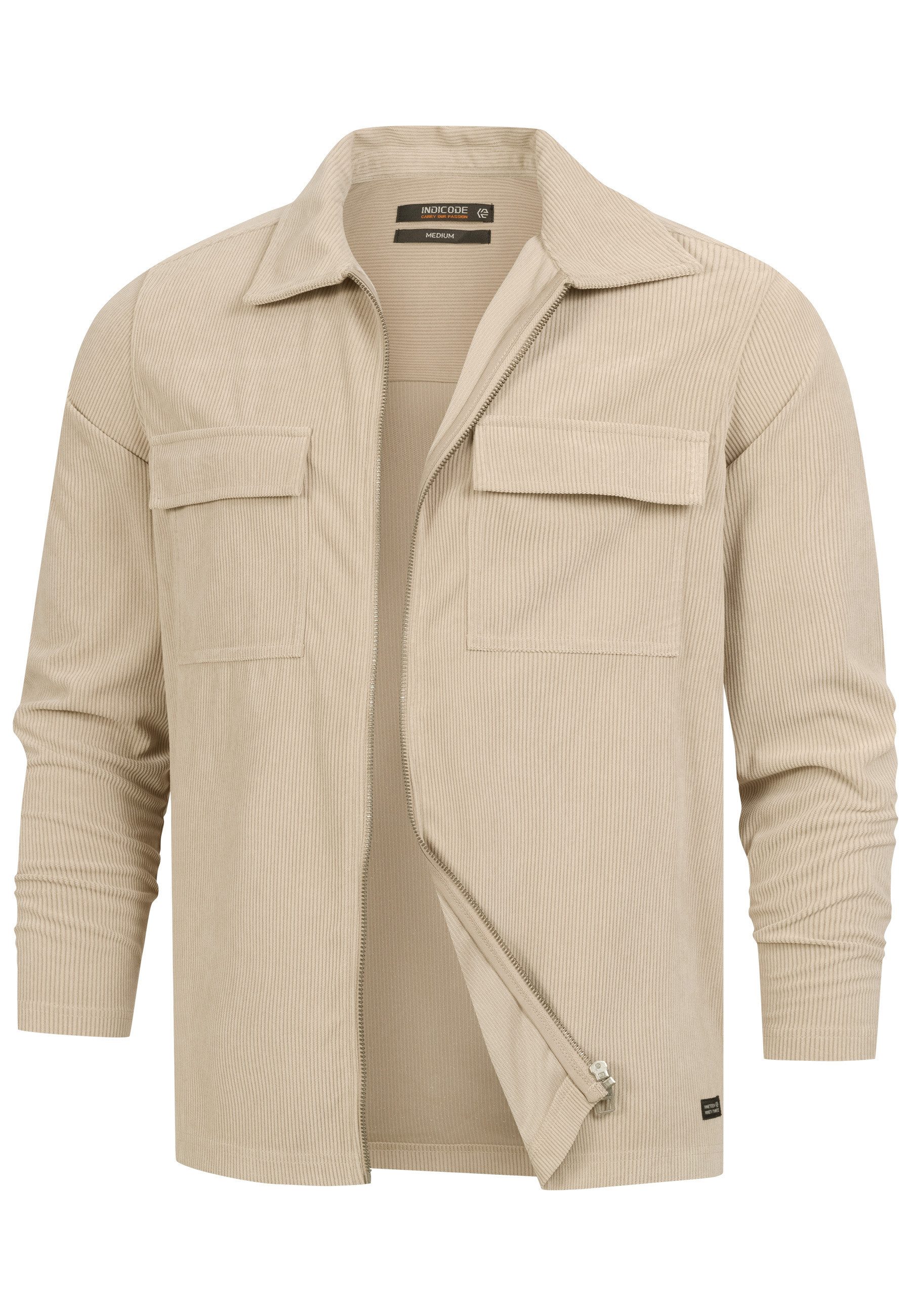 Indicode Langarmhemd Herren INNemoto Zip Herrenhemd Langarm Leichtes Zip-He günstig online kaufen