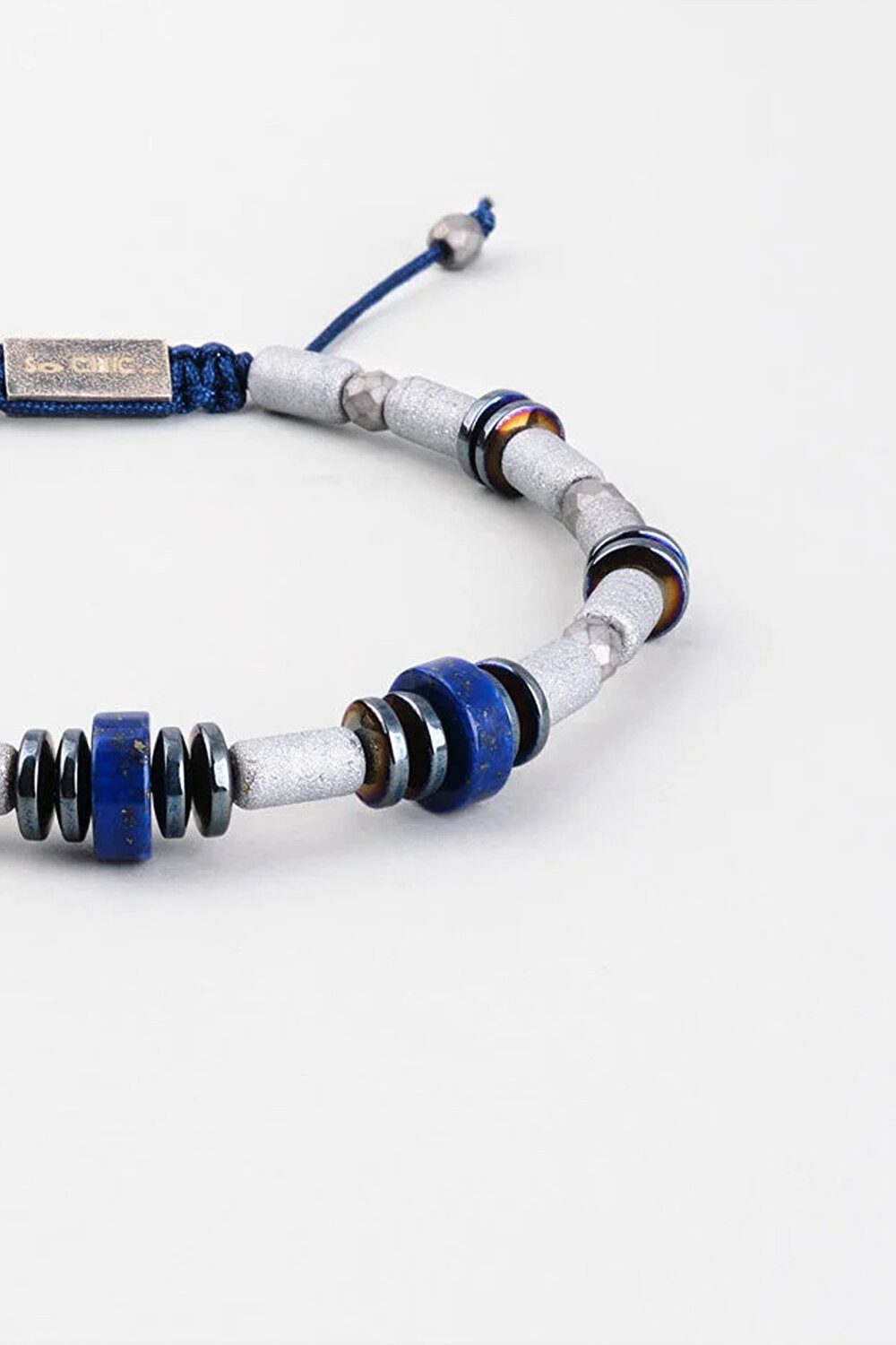 So CHIC... Armreif Hematit & Lapislazuli Herrenarmband, vergoldet