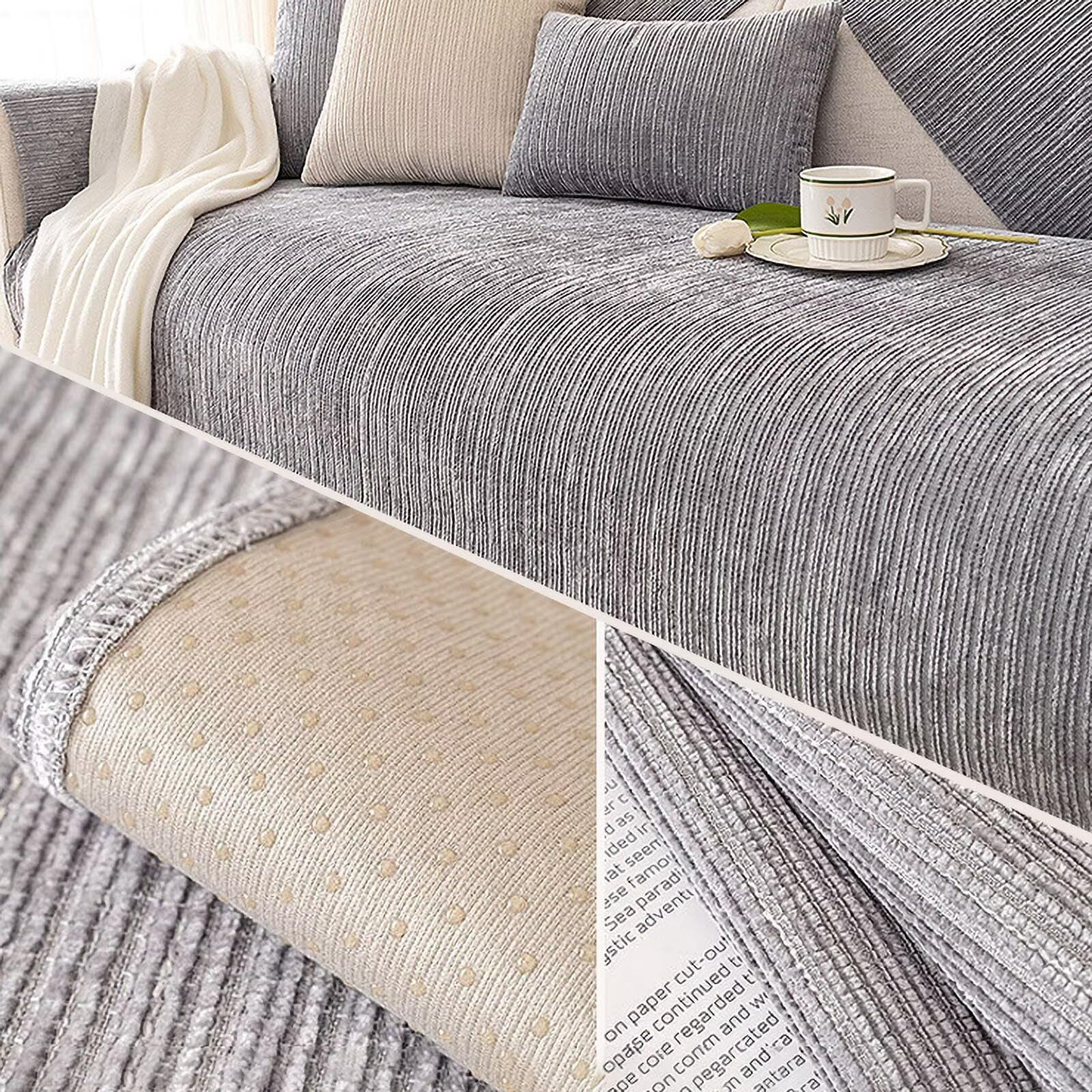 Zyronn Sofaschoner Sofadecke L-Form rutschfest – Chenille Sofaschoner für Sitzfläche, Couch Überwurfdecke & Sofa Bezug zum Schutz und Dekorieren