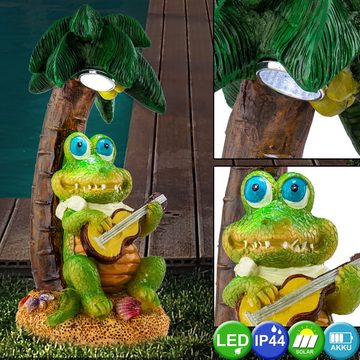 etc-shop LED Solarleuchte, LED-Leuchtmittel fest verbaut, Kaltweiß, Solarfiguren für Außen Deko Solar Krokodil Garten Gartenfigur mit