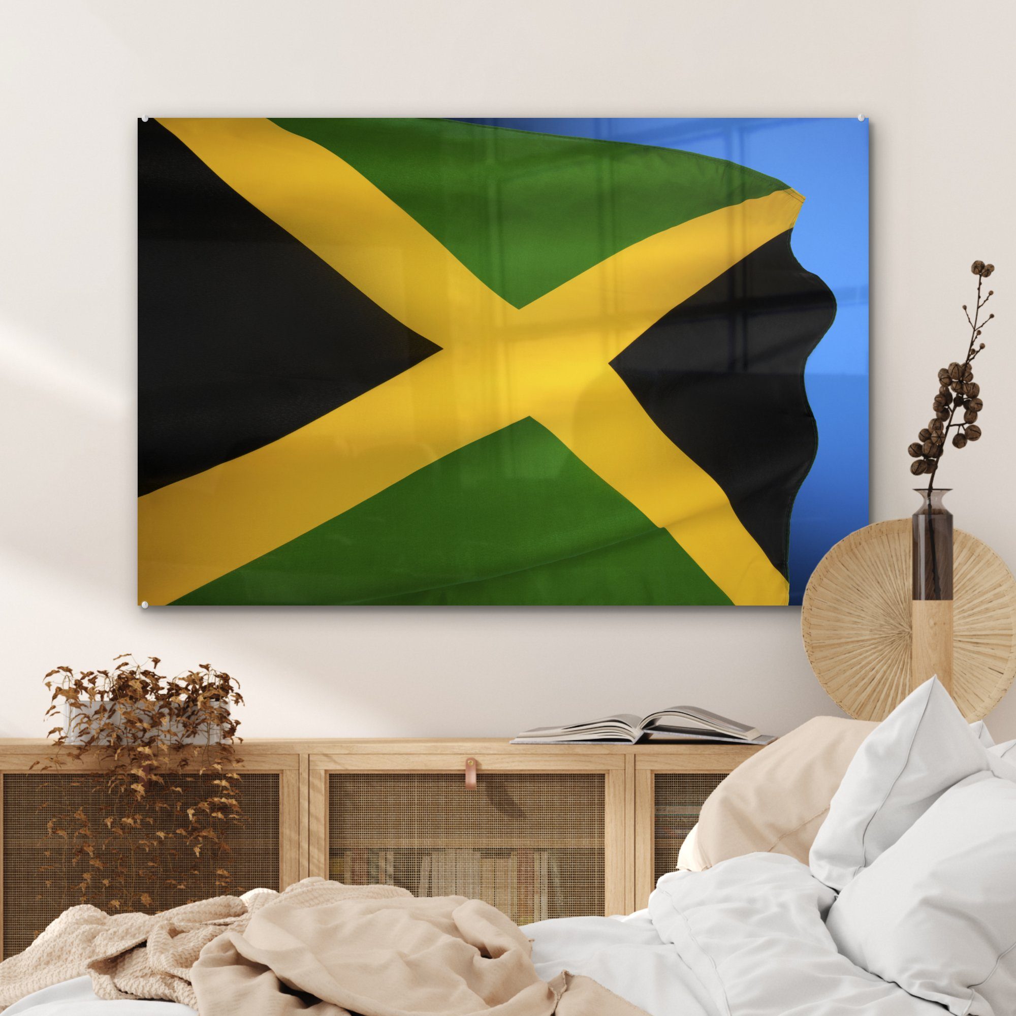 von & Schlafzimmer (1 Die MuchoWow Wohnzimmer St), Jamaika, Acrylglasbild Acrylglasbilder Nationalflagge