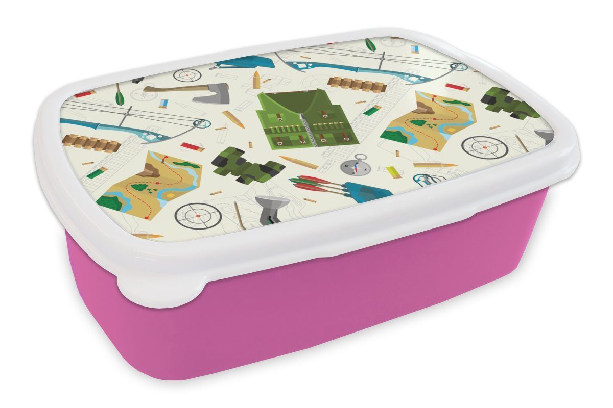 MuchoWow Lunchbox Bogen - Kunststoff, Brotdose (2-tlg), rosa Erwachsene, Kunststoff - für Brotbox Patronen, Mädchen, Snackbox, Kugeln Kinder