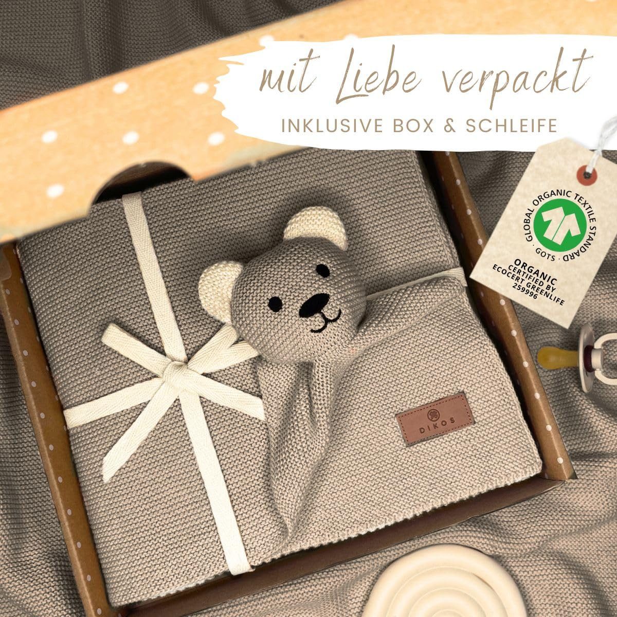 Babydecke DIKOS® Babydecke SCHMUSE-Bär Baby Geschenk Mädchen Junge Geschenk günstig online kaufen