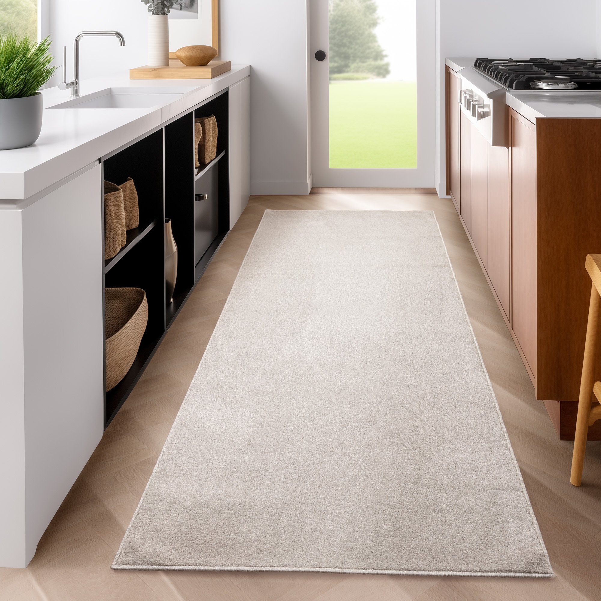 SIMPEX24 Teppich Unicolor - Einfarbig, Läufer, Höhe: 11 mm, Einfarbig Kurzflor Teppich Wohnzimmer Verschiedene Farben und Größen