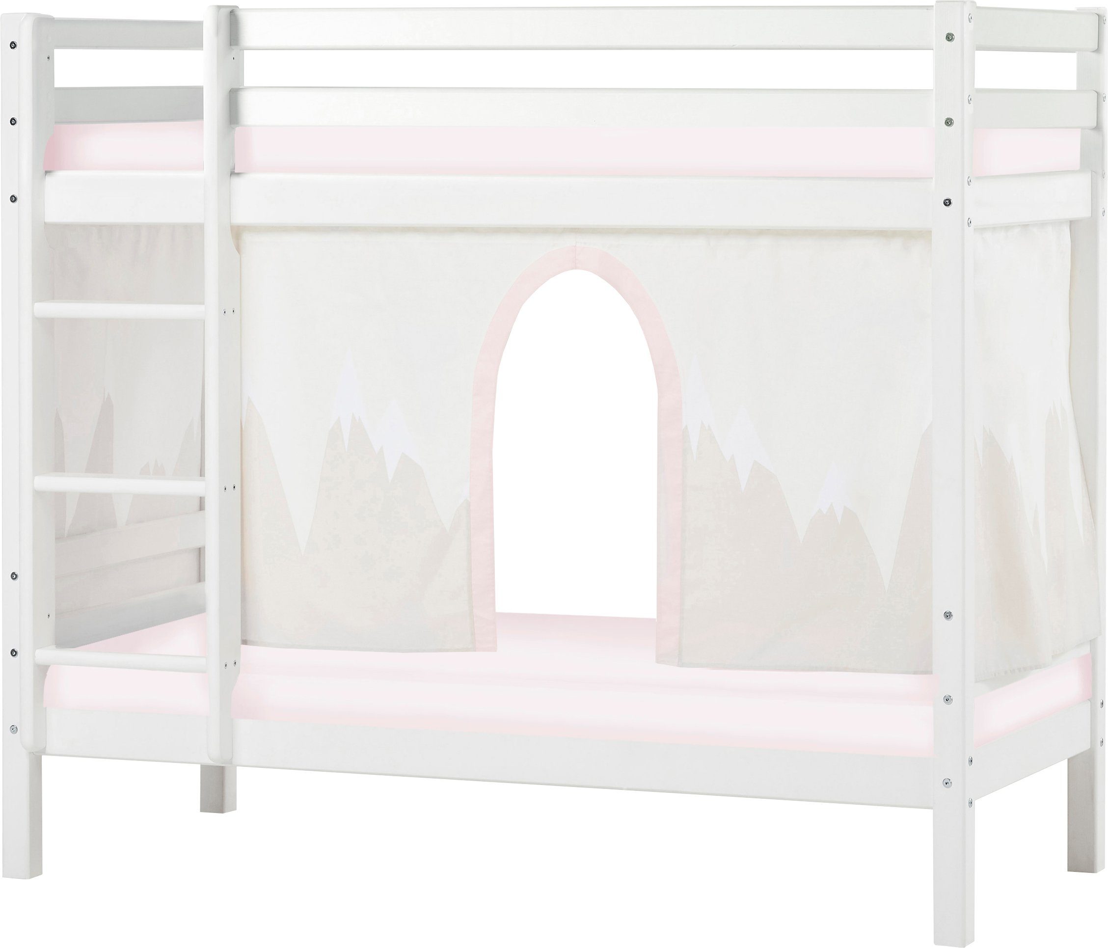 4-St., und 70x160 Matratzen Bett, massiv & «Winter Wonderland» Vorhang Etagenbett mit Vorhang Hoppekids (Set, Matratzen), zwei
