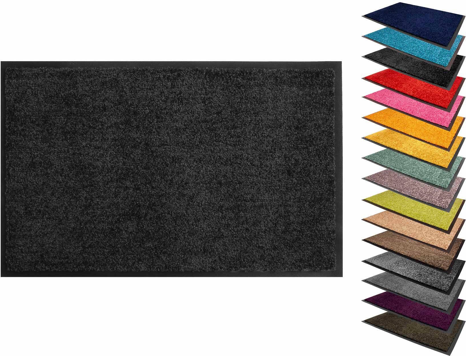 schwarz Schmutzfangmatte Fußmatte Schmutzfangmatte, Uni-Farben, Primaflor-Ideen CLEAN PRO, 8 rechteckig, Höhe: UV-beständig, waschbar in mm, Textil,