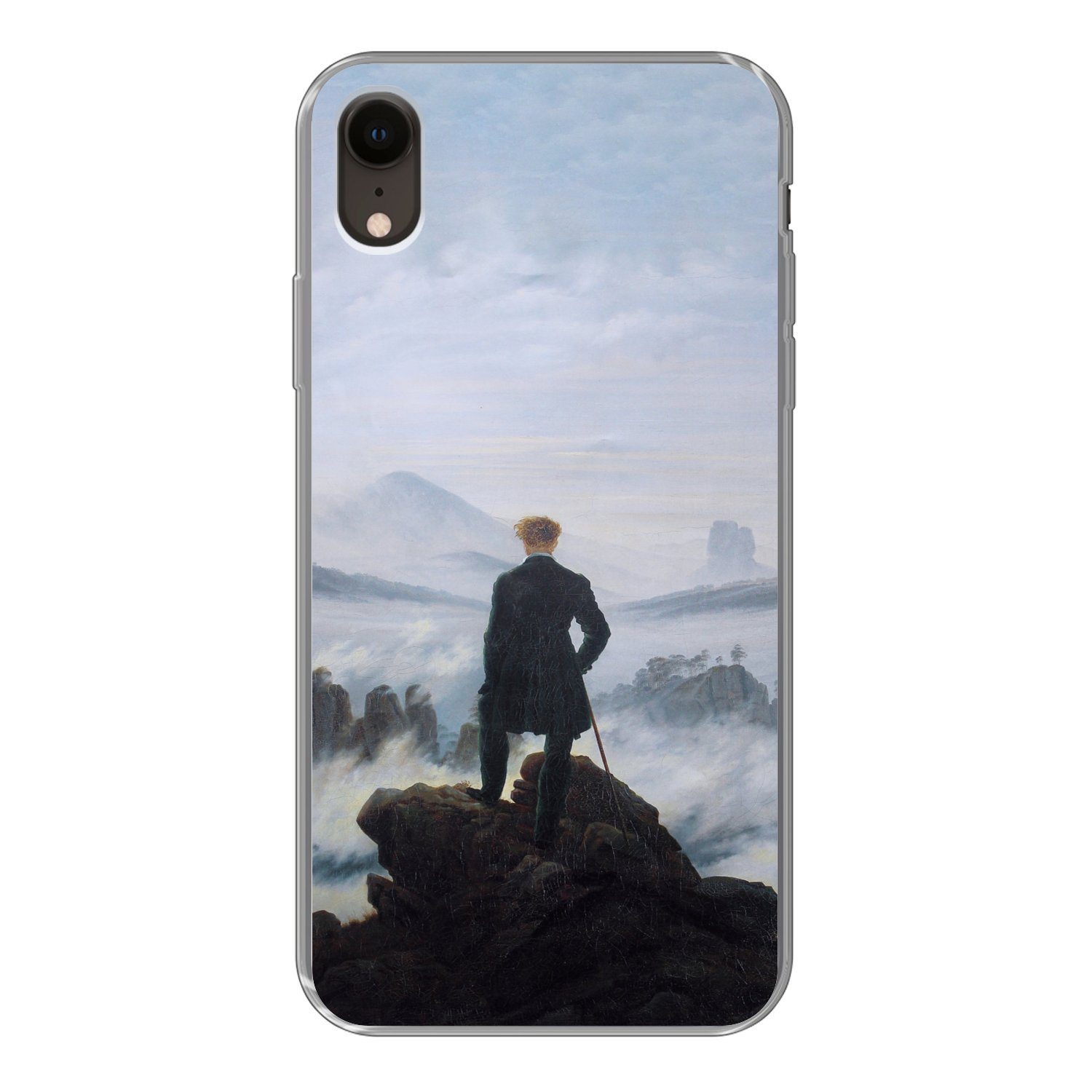 MuchoWow Handyhülle für Apple iPhone XR Der Wanderer über dem Nebelmeer - Caspar David Fri, Smartphone-Bumper, Print, Handy Schutzhülle Dünn