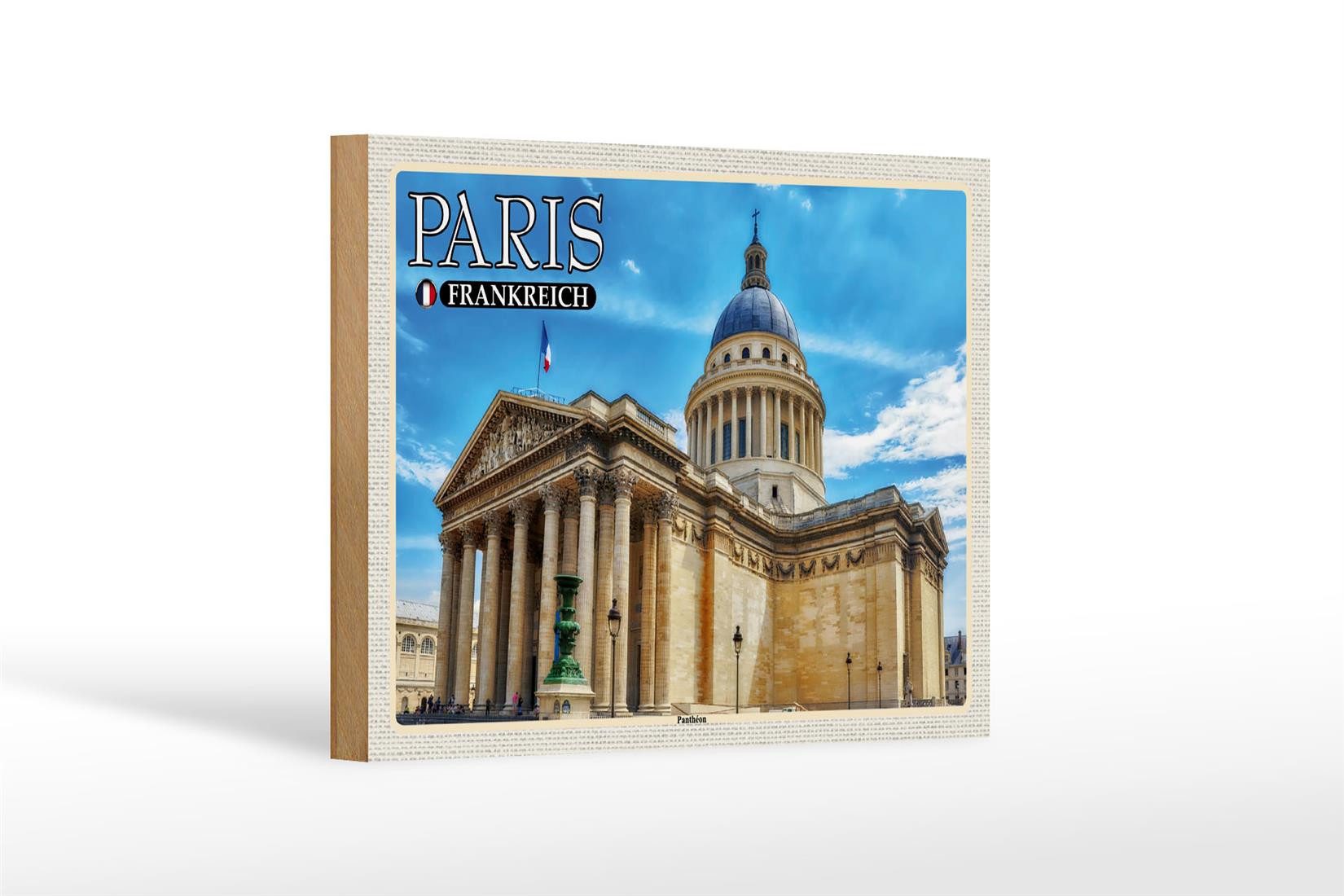 Holzbild Reise 18x12 cm Paris Frankreich Panthéon Grabstätte