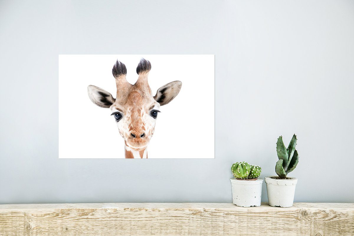 Poster MuchoWow Giraffe St), Natur Wandposter Rahmen Porträt, - - Wandbild, Poster, für Wohnzimmer, - Tiere Ohne (1