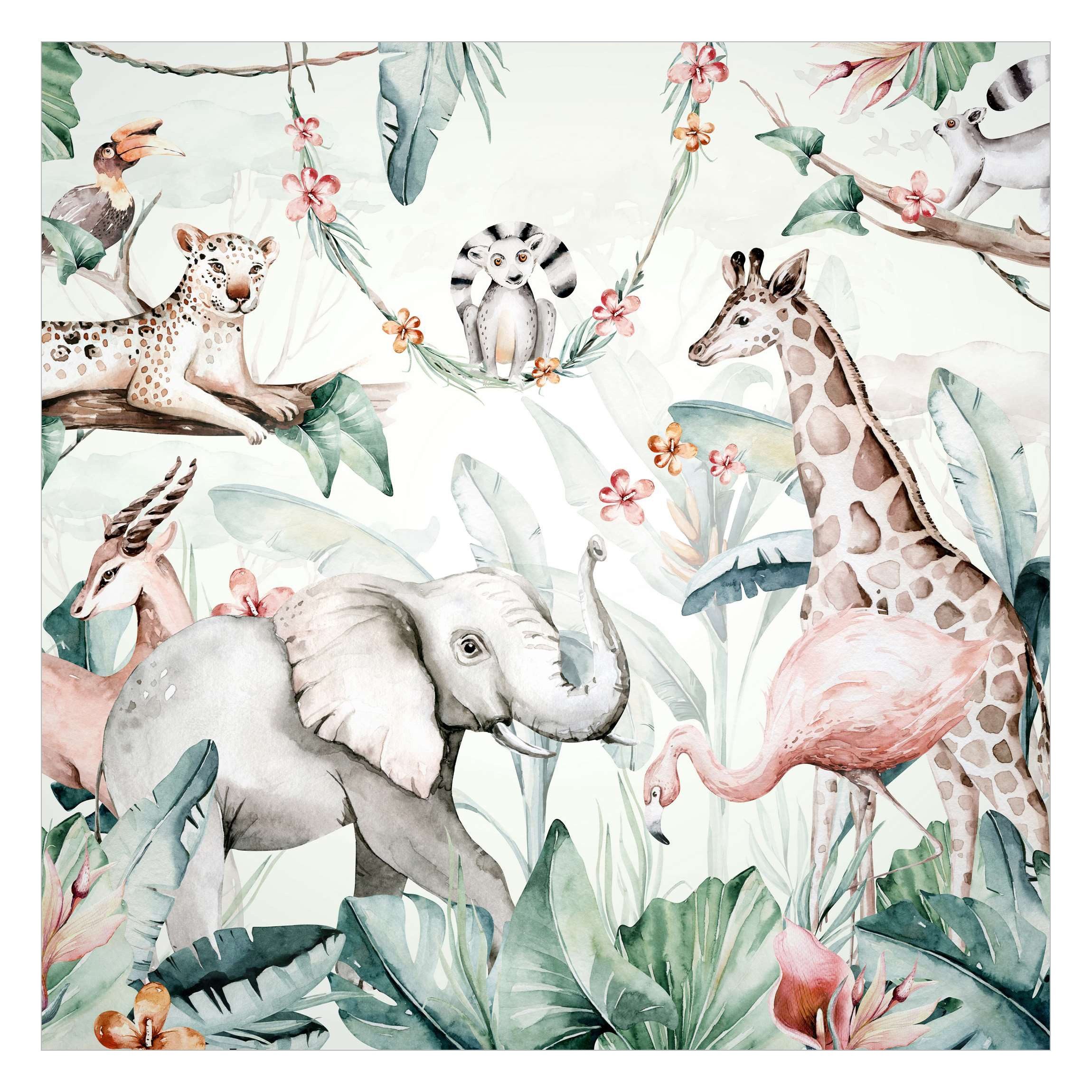 Bilderdepot24 Kindertapete Kinderzimmer Aquarell Afrika Tiere günstig online kaufen