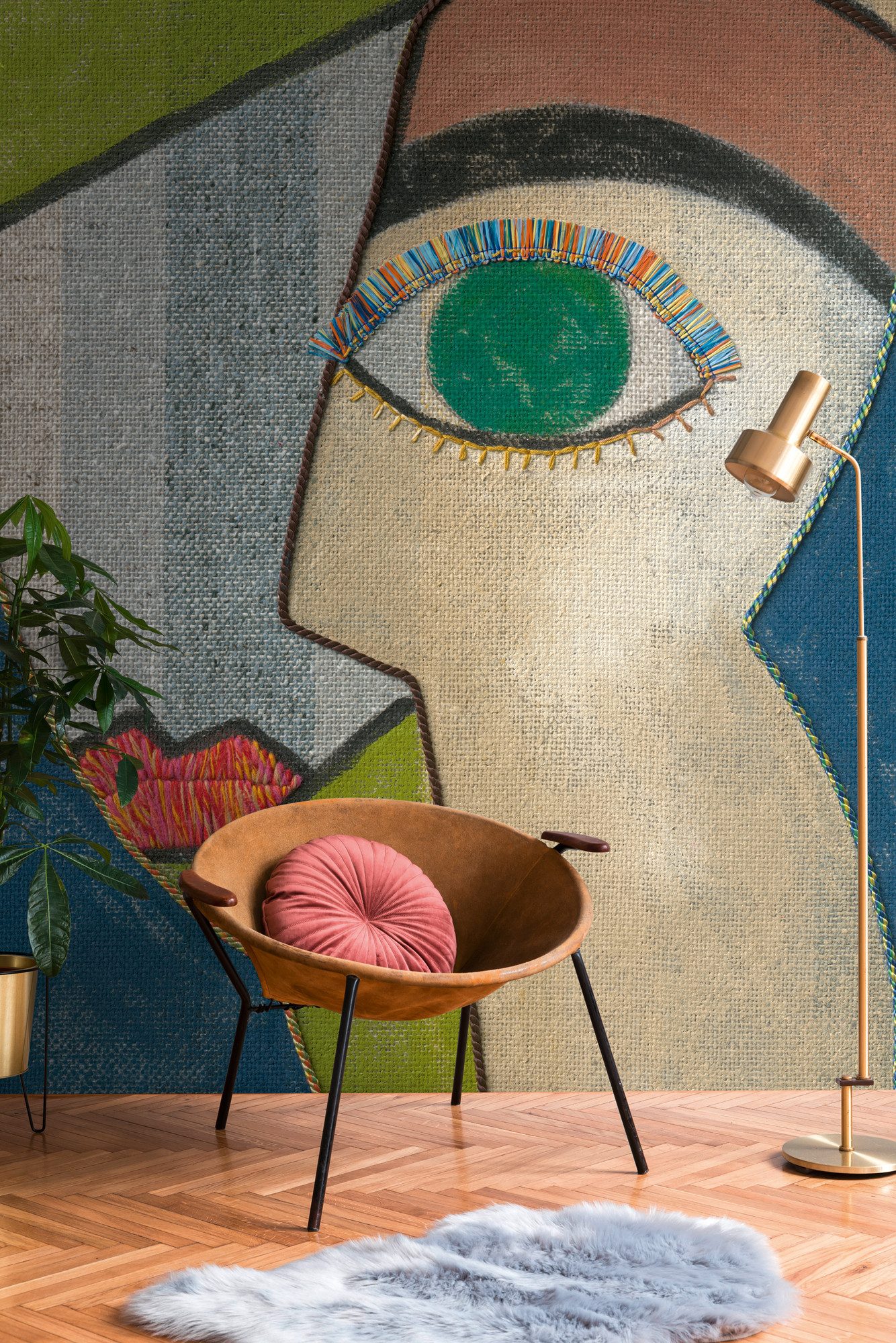 living walls Fototapete THE WALL III Kunst Tapete Motivtapete Textil-Optik Kunst, glatt, matt, (1 St), Vliestapete Abstrakt für Schlafzimmer Küche Wohnzimmer Kunst Design