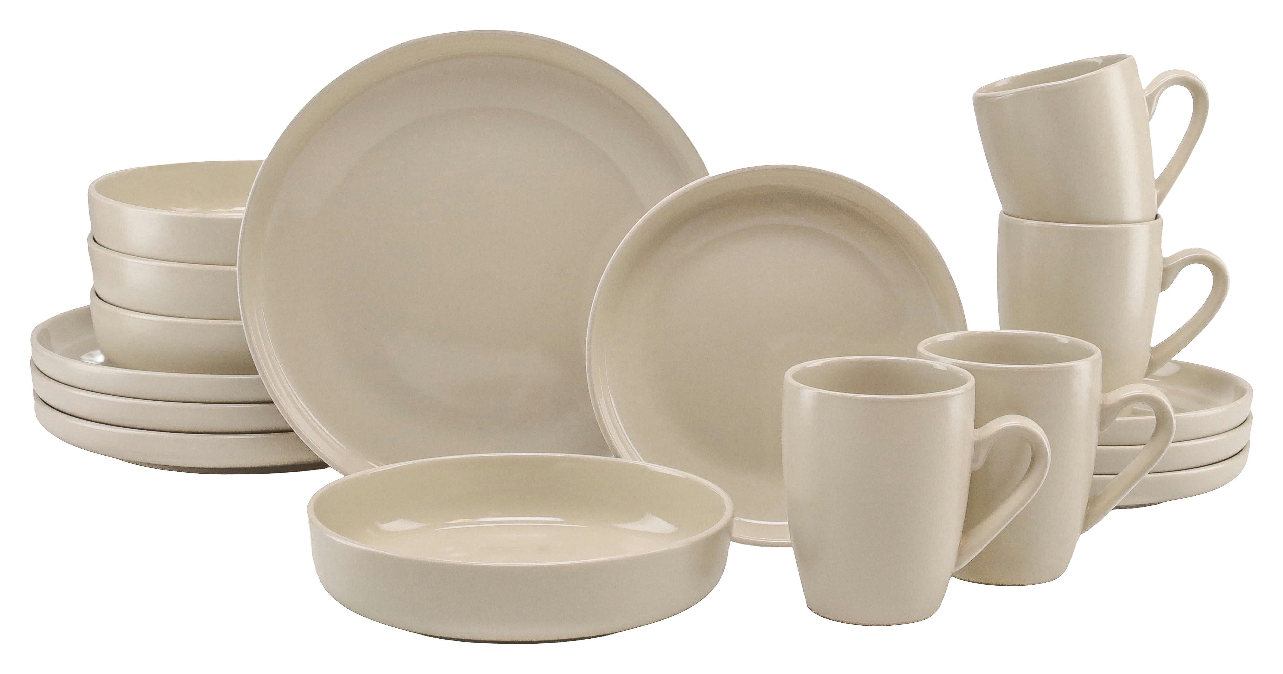 LeGer Home by Lena Gercke Kombiservice Geschirr-Set, Service Liliane (16-tlg), 4 Personen, Steinzeug, skandinavische, minimalistische Formensprache, 16 Teile