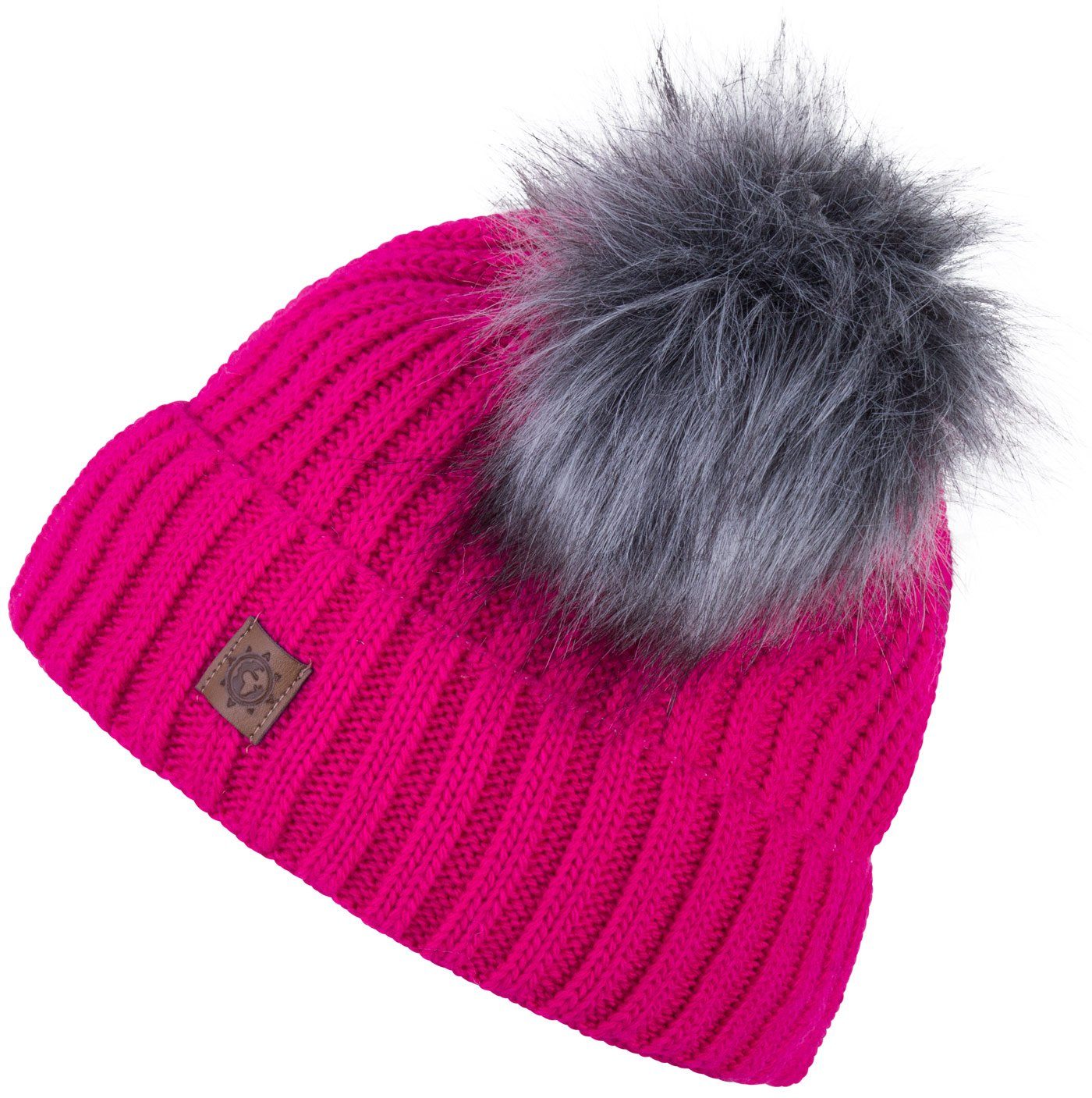 compagno Bommelmütze (1-St) Kindermütze Mädchen Mütze Kinder Strickmütze Wintermütze pink Beanie