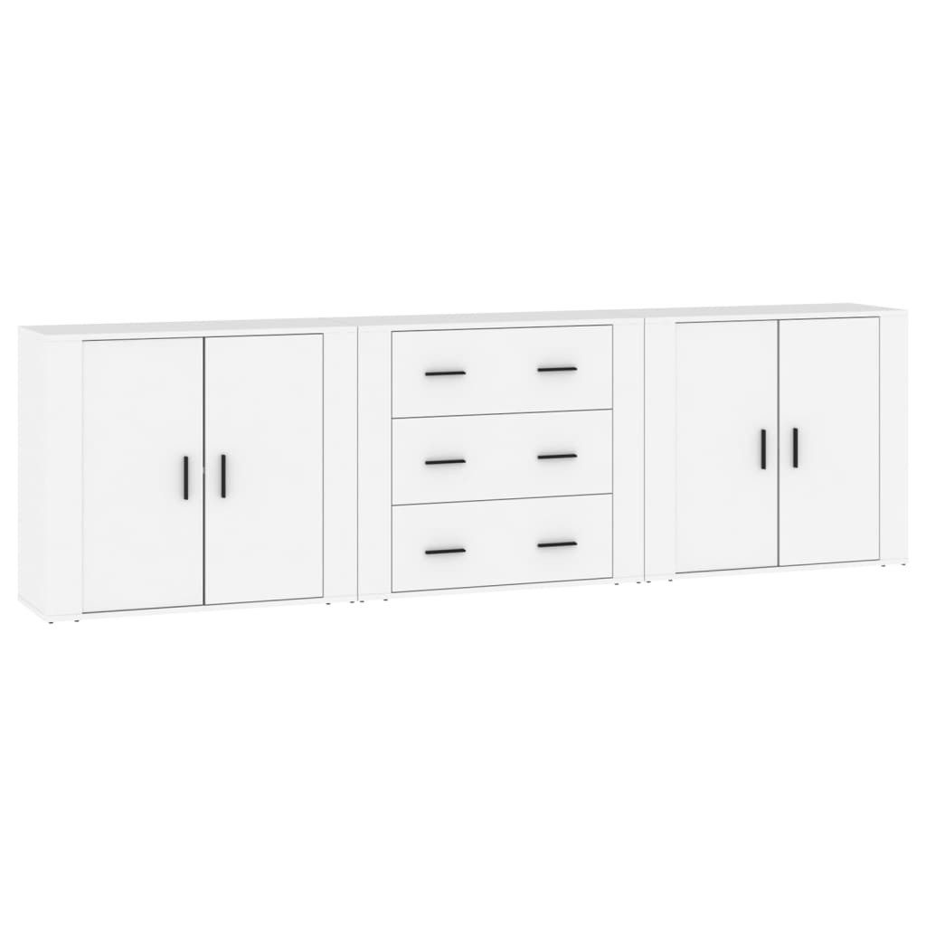 vidaXL Sideboard Sideboards 3 Stk. Weiß Holzwerkstoff (3 St)
