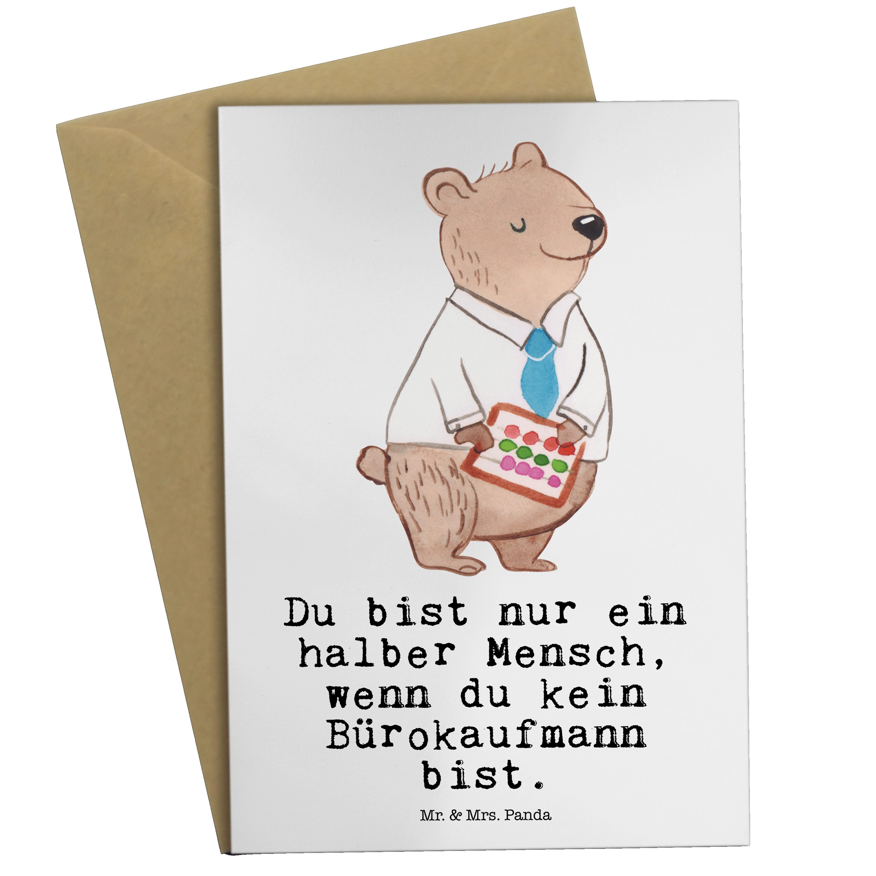 - Mr. & Weiß - mit Bürokaufmann Grußkarte Panda Herz Homeoffice, Kart Geschenk, Klappkarte, Mrs.