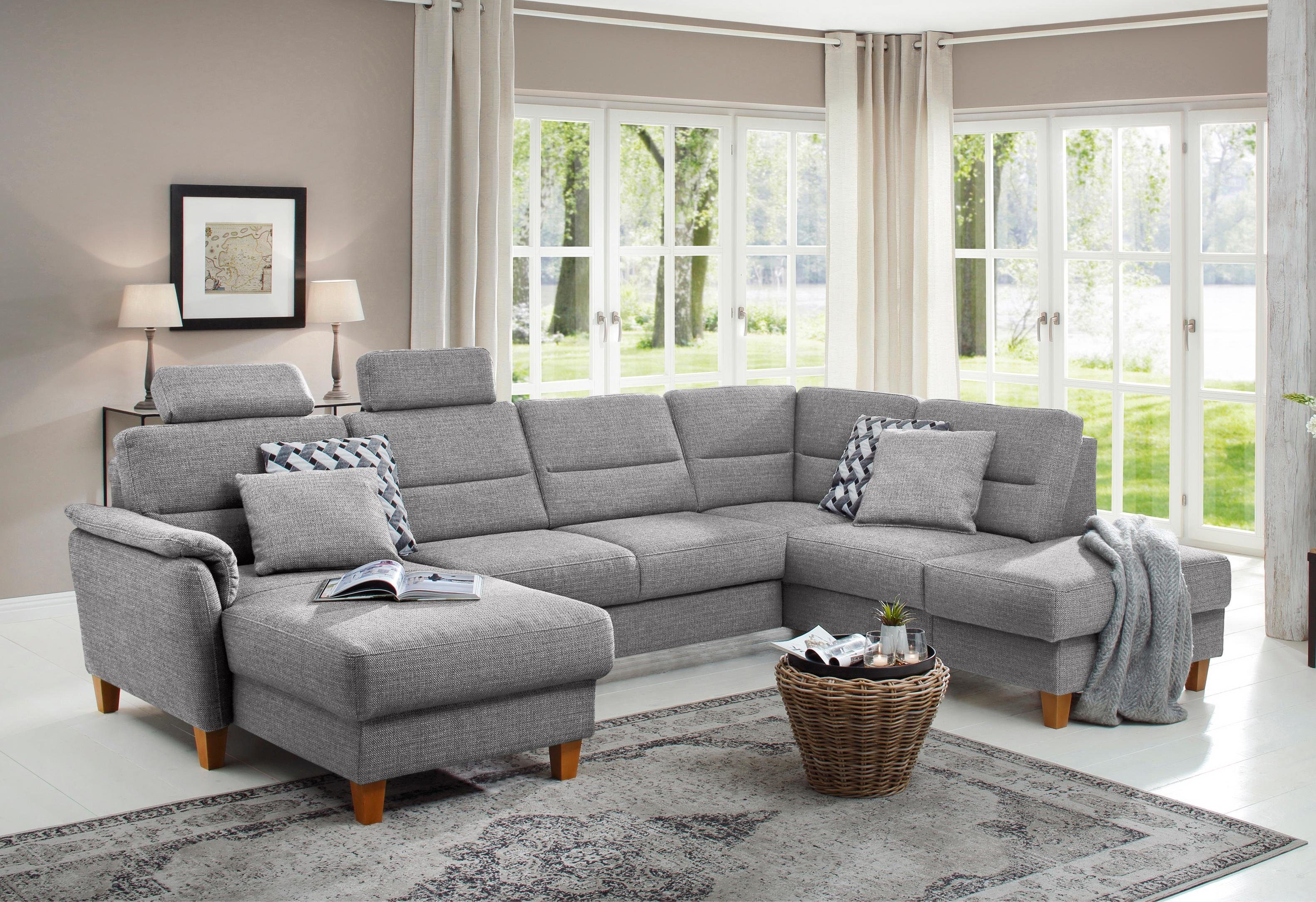 Home affaire Wohnlandschaft "Palmera U-Form, B: 308 cm" optional Bettfunkti günstig online kaufen