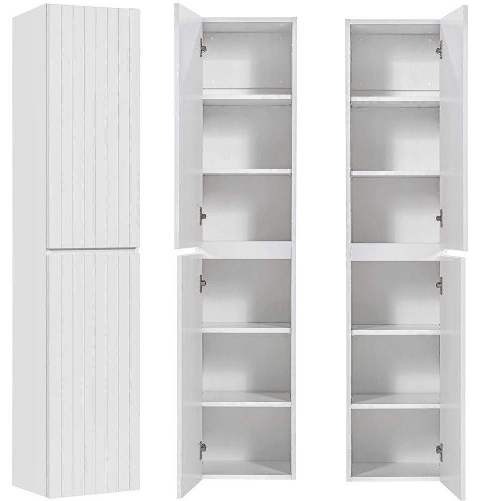 Lomadox Hochschrank IRAKLIO-56 Badmöbel in weiß matt mit 2 Türen, B/H/T: ca günstig online kaufen