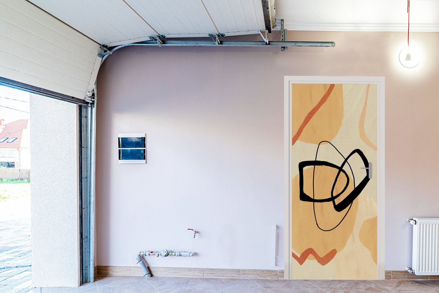 Kunst cm St), Fototapete - Formen Abstrakt, Tür, 75x205 Matt, MuchoWow Türaufkleber, für bedruckt, (1 Türtapete - Geometrische