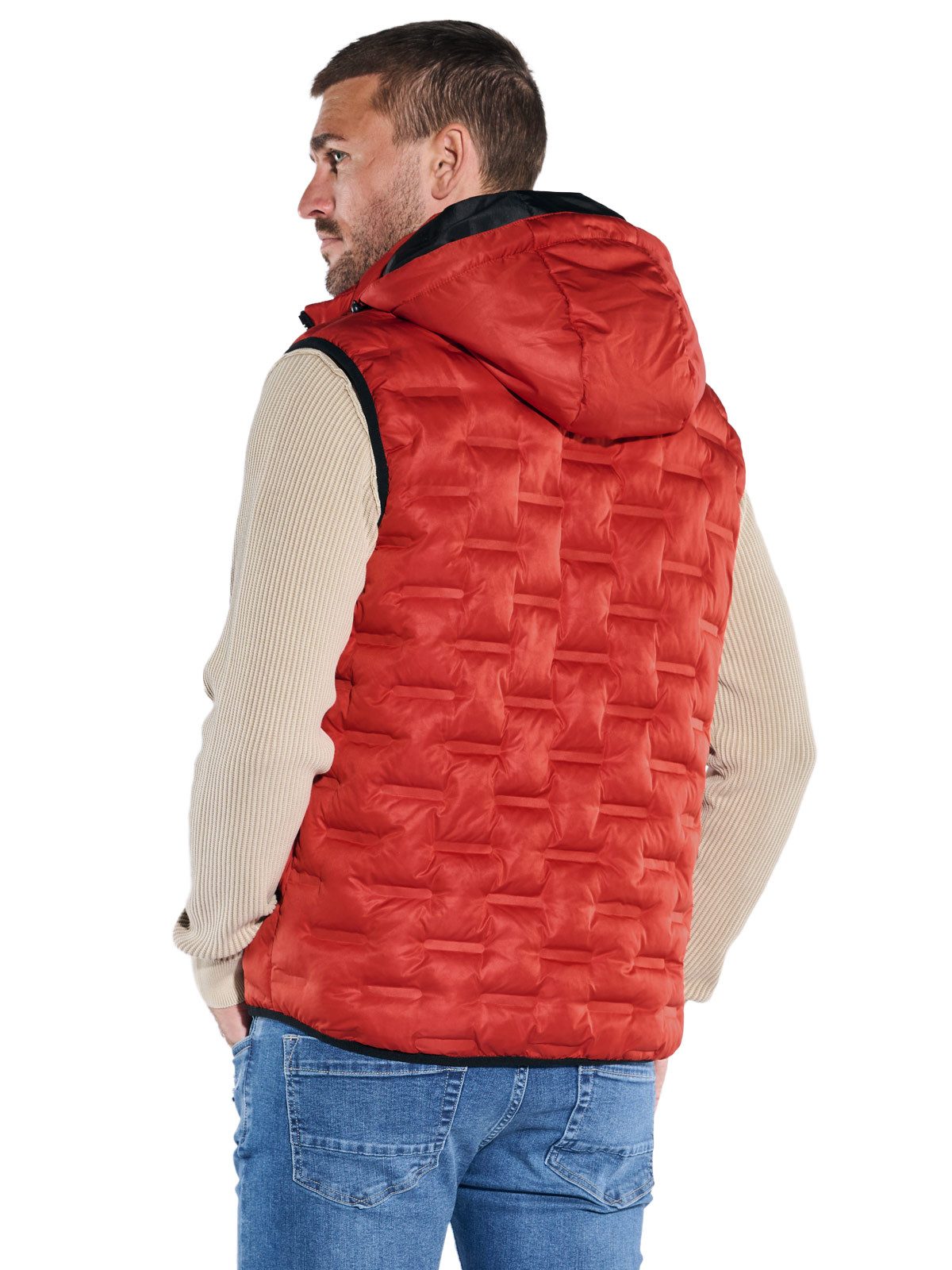 emilio adani Kurzweste Herren Steppweste mit Sorona-Füllung, Rostorange