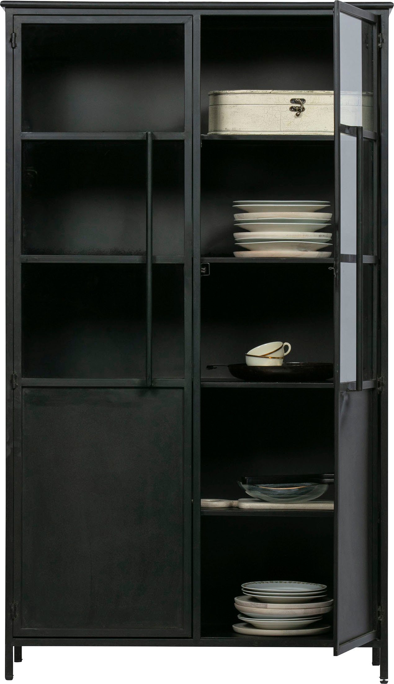 WOOOD Vitrine Exhibit Metall pulverbeschichtet, H 173 x B 99 x D 45 cm Wandbefestigung empfohlen, Tragkraft 20 kg pro Boden, Pfleigleicht – Bild 5 von 5