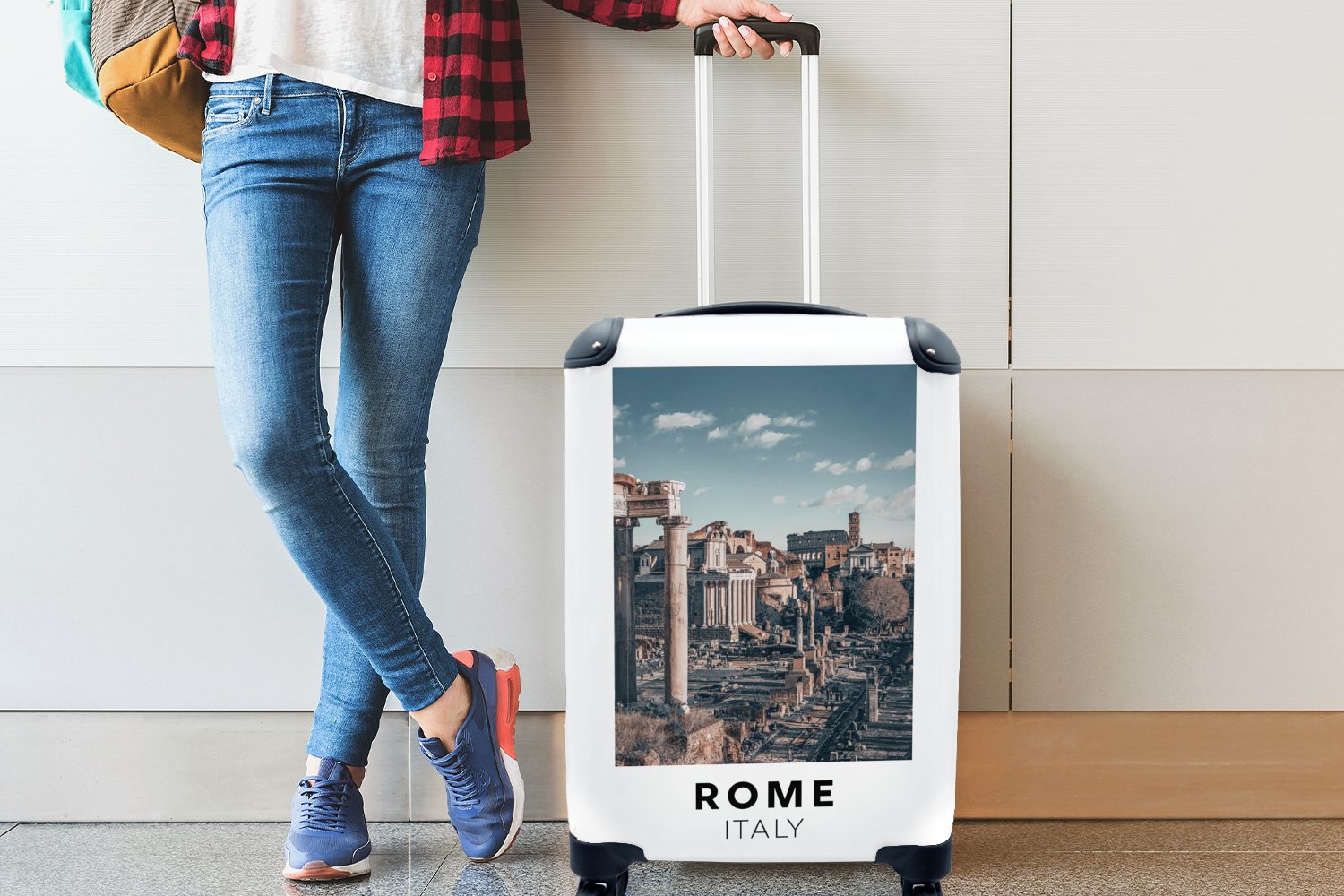 MuchoWow Handgepäckkoffer Italien - - Ferien, rollen, für Reisetasche Handgepäck Rom Trolley, Reisekoffer 4 Architektur, mit Rollen