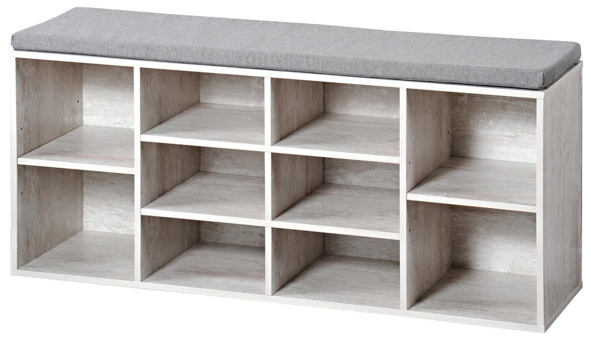 Kesper Schuhregal Schuhregal mit Sitzbank, gebleichtes Holz, KESPER